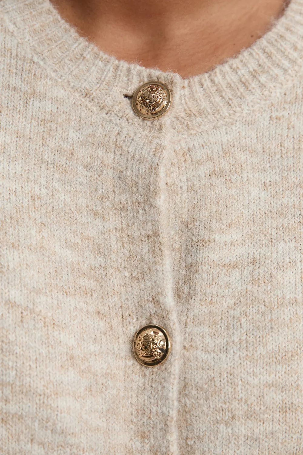 Plus Size Wool Blend Cosy Crew Neck Knit Cardi BKK26640