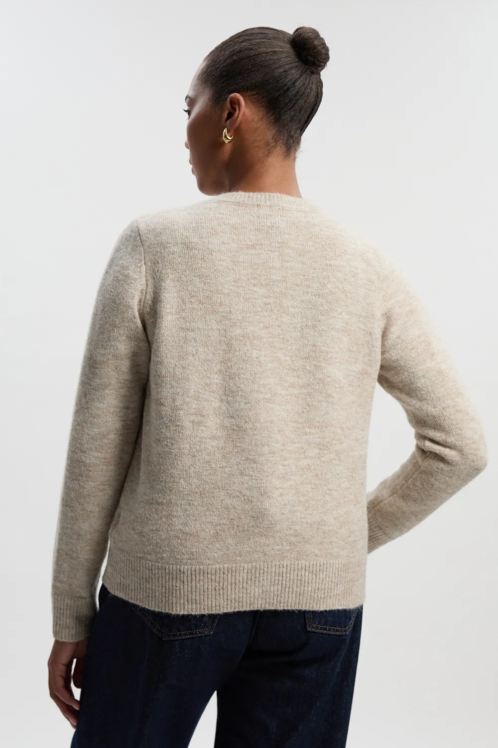 Plus Size Wool Blend Cosy Crew Neck Knit Cardi BKK26640