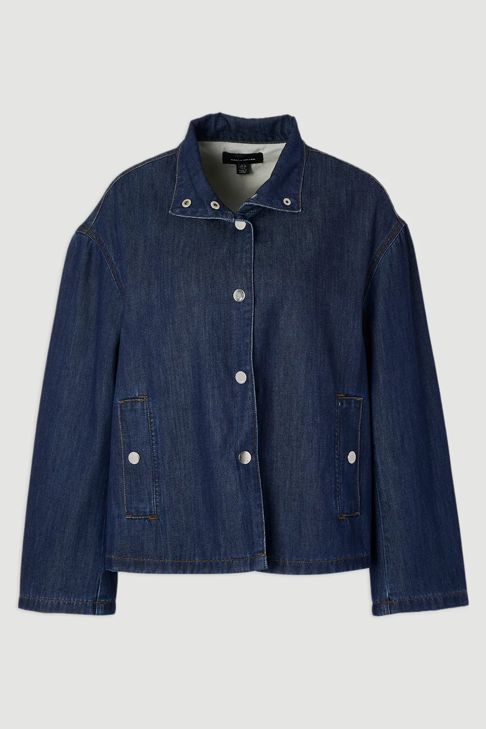 Denim Funnel Neck Jacket BKK26657 4 Denim Funnel Neck Jacket BKK26657