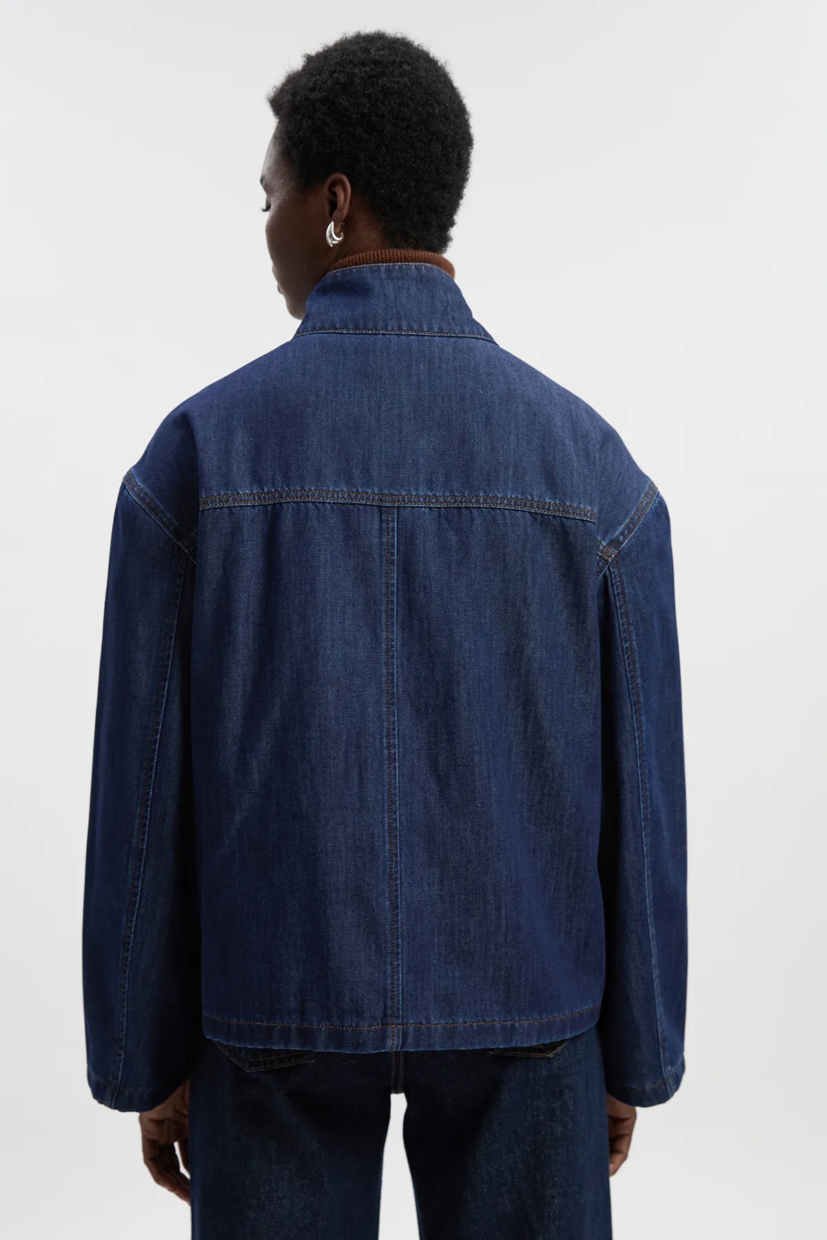 Denim Funnel Neck Jacket BKK26657 5 Denim Funnel Neck Jacket BKK26657