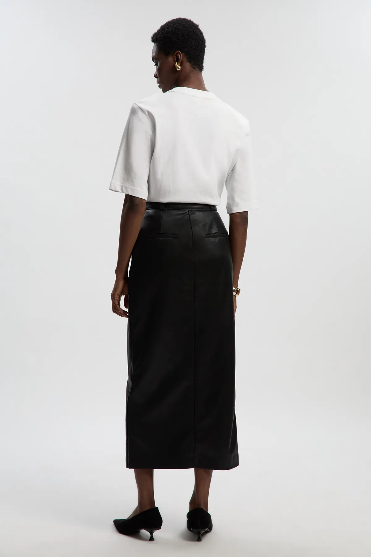 Faux Leather Tailored Midi Pencil Skirt BKK26688 5 Faux Leather Tailored Midi Pencil Skirt BKK26688