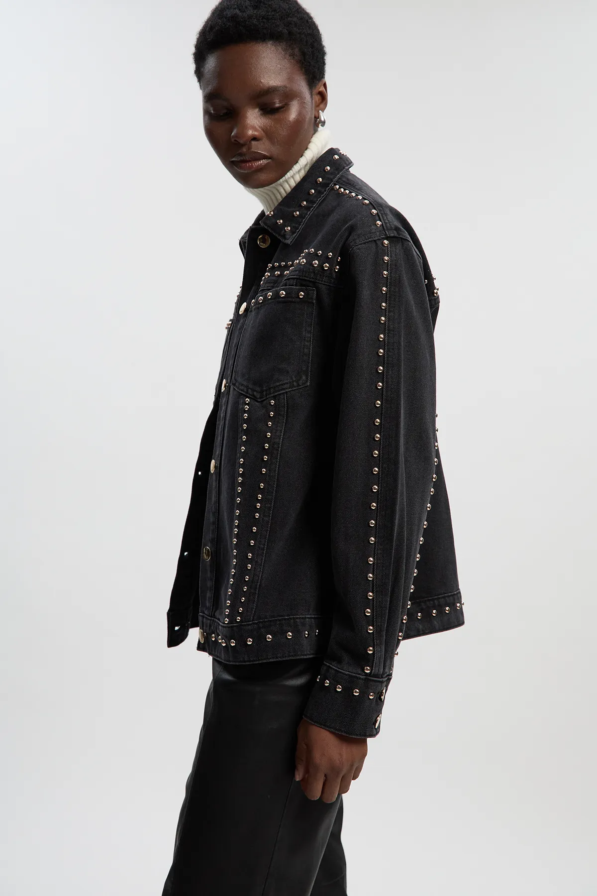 Denim Studded Jacket BKK26690