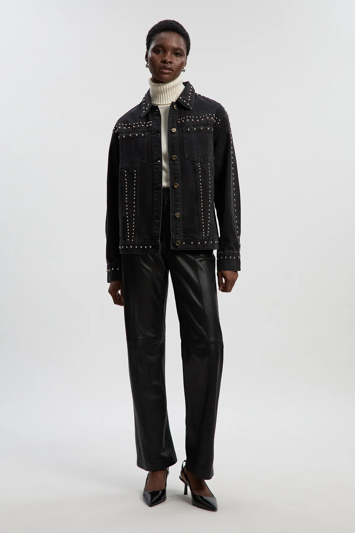 Denim Studded Jacket BKK26690