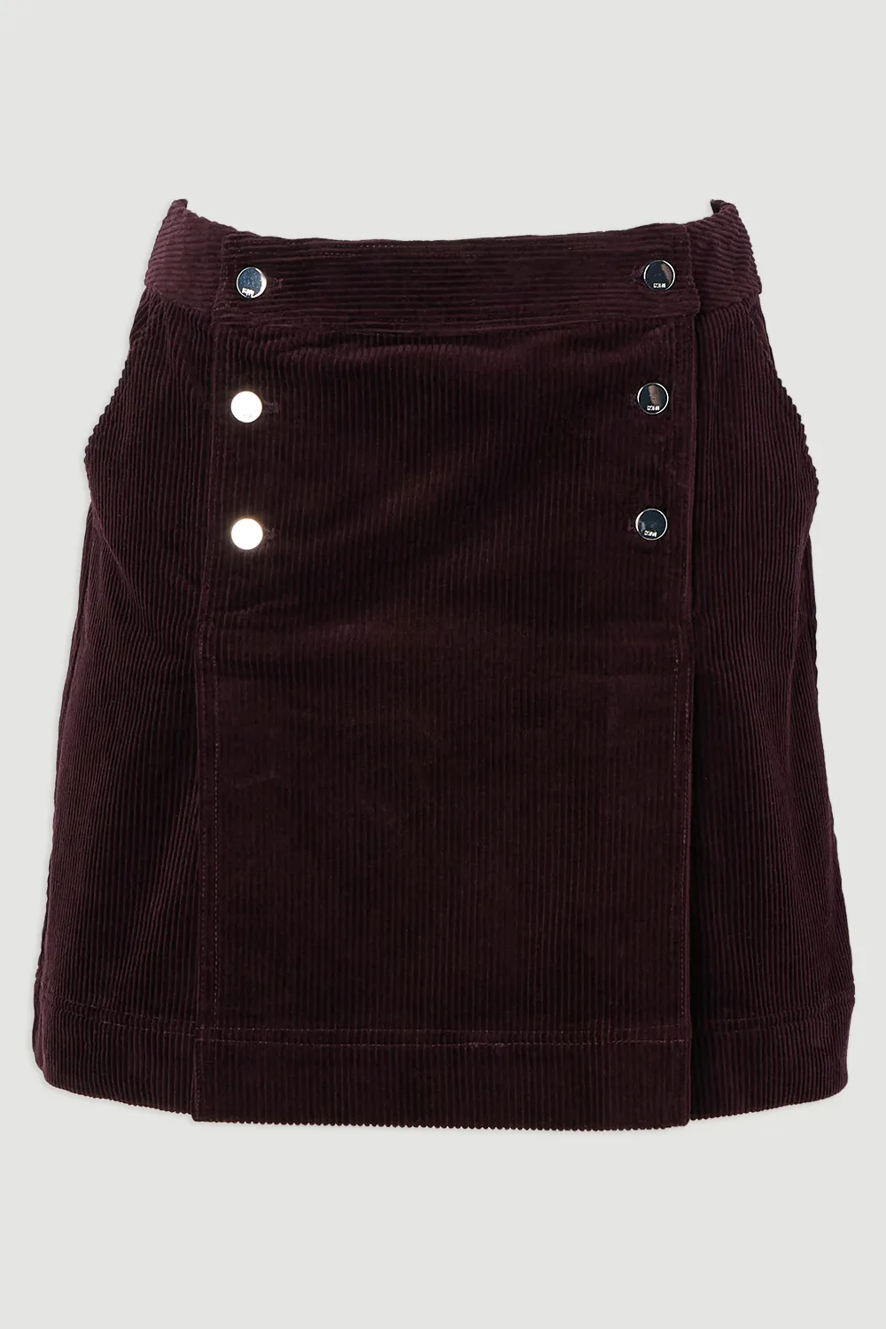 Cord Button Pleat Detail Mini Skirt BKK26693