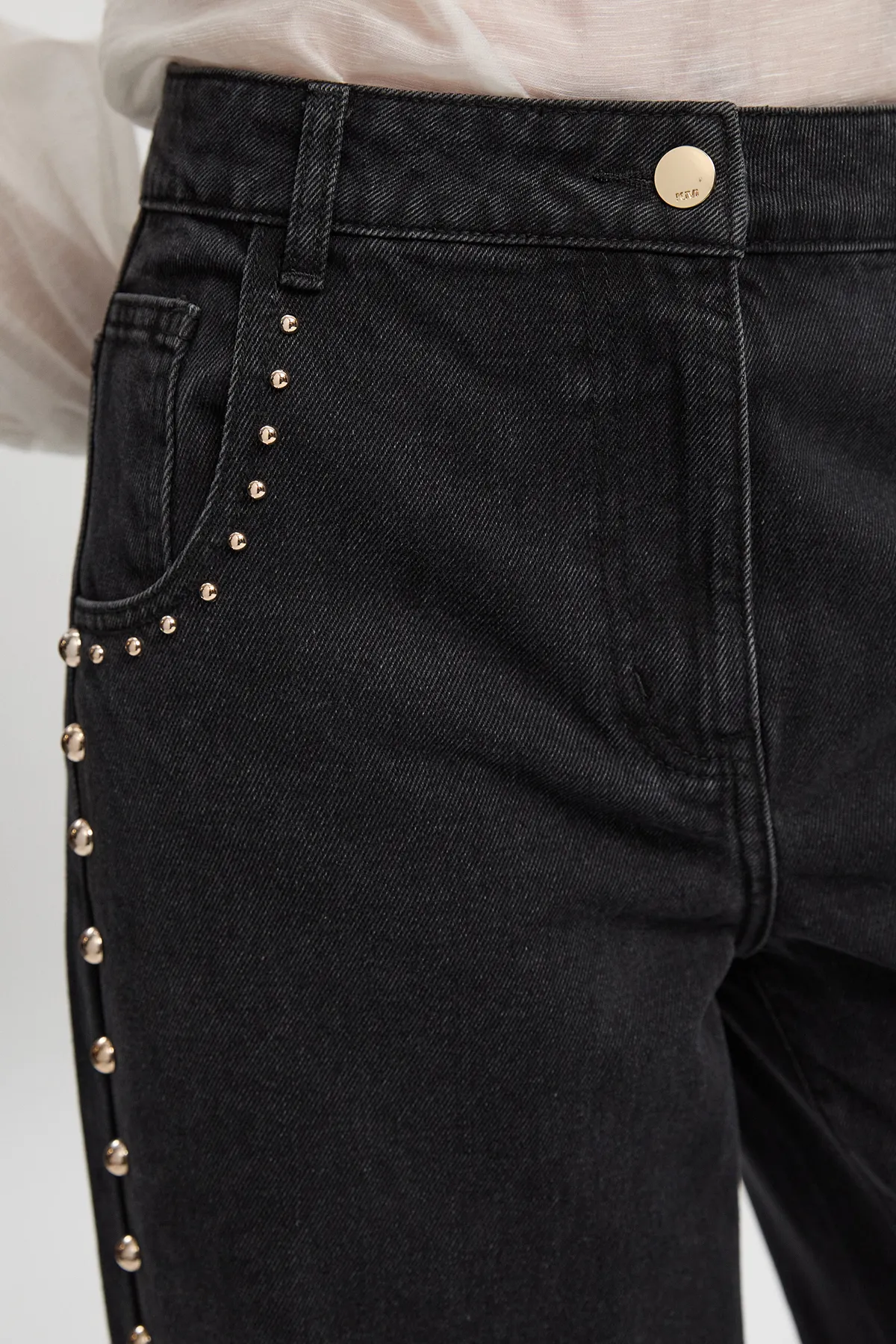 Denim Studded Wide Leg Trouser BKK26695