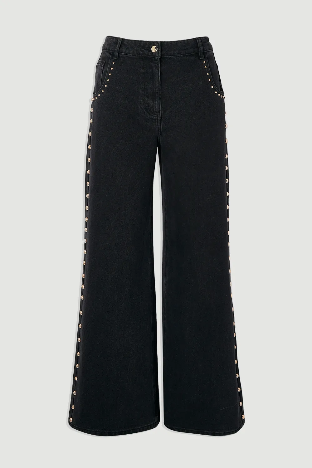 Denim Studded Wide Leg Trouser BKK26695