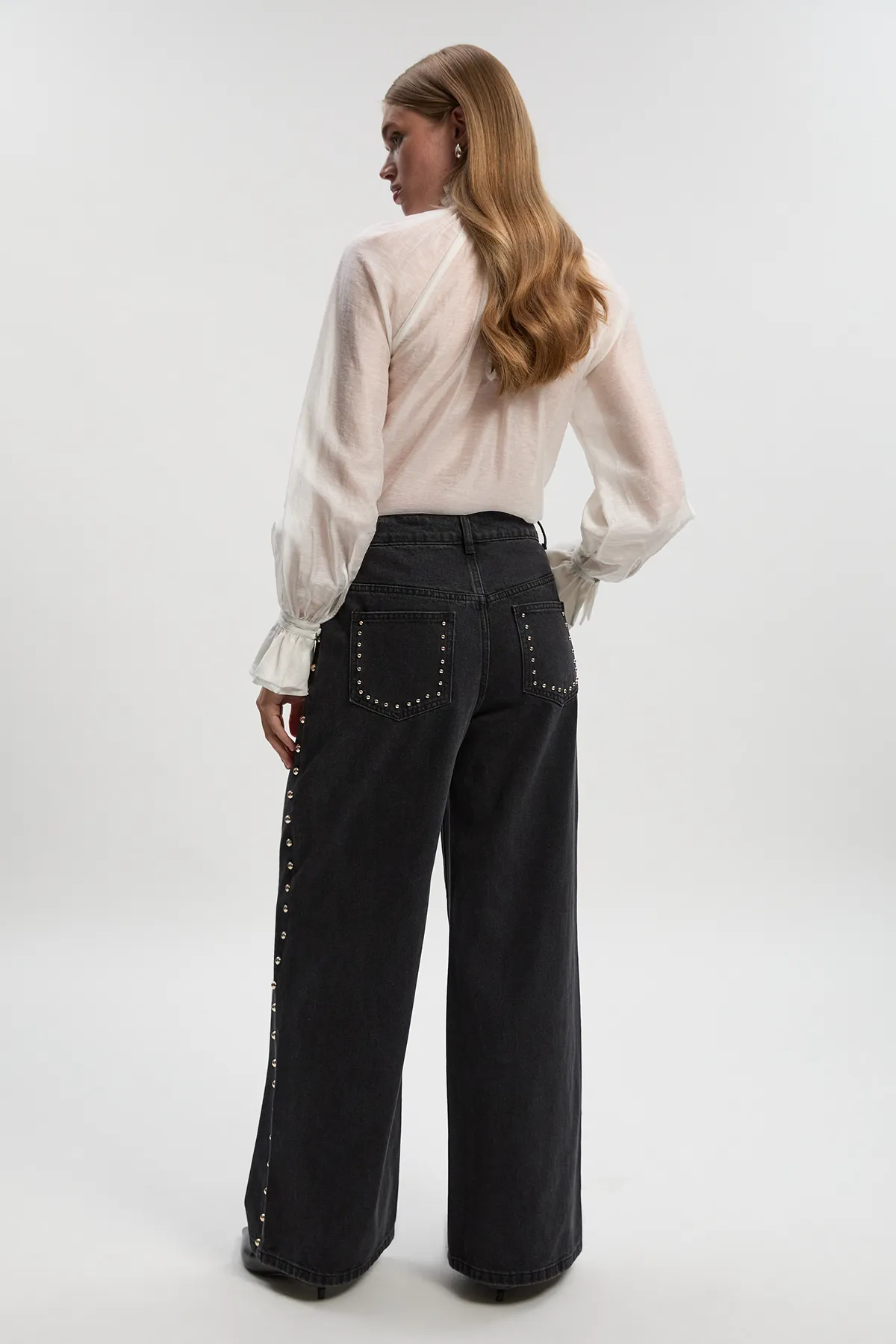 Denim Studded Wide Leg Trouser BKK26695