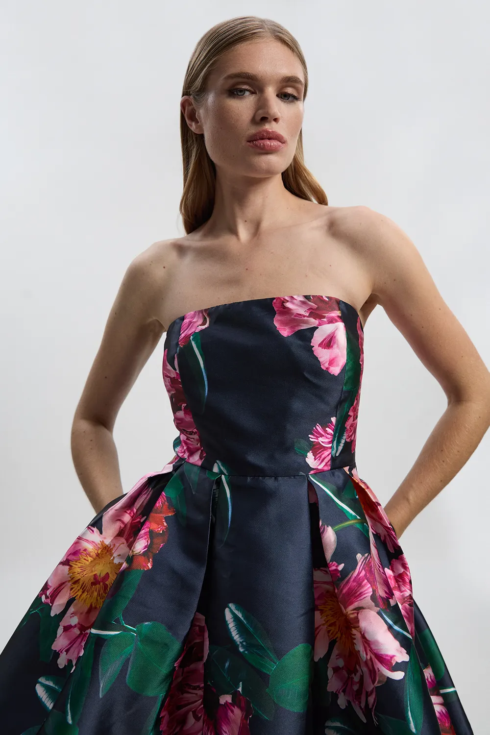 Romantic Floral Print Prom Woven Mini Dress BKK26726