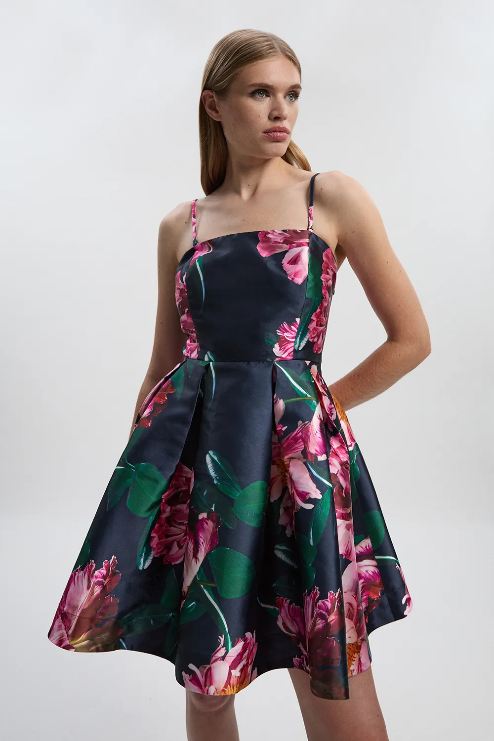 Romantic Floral Print Prom Woven Mini Dress BKK26726