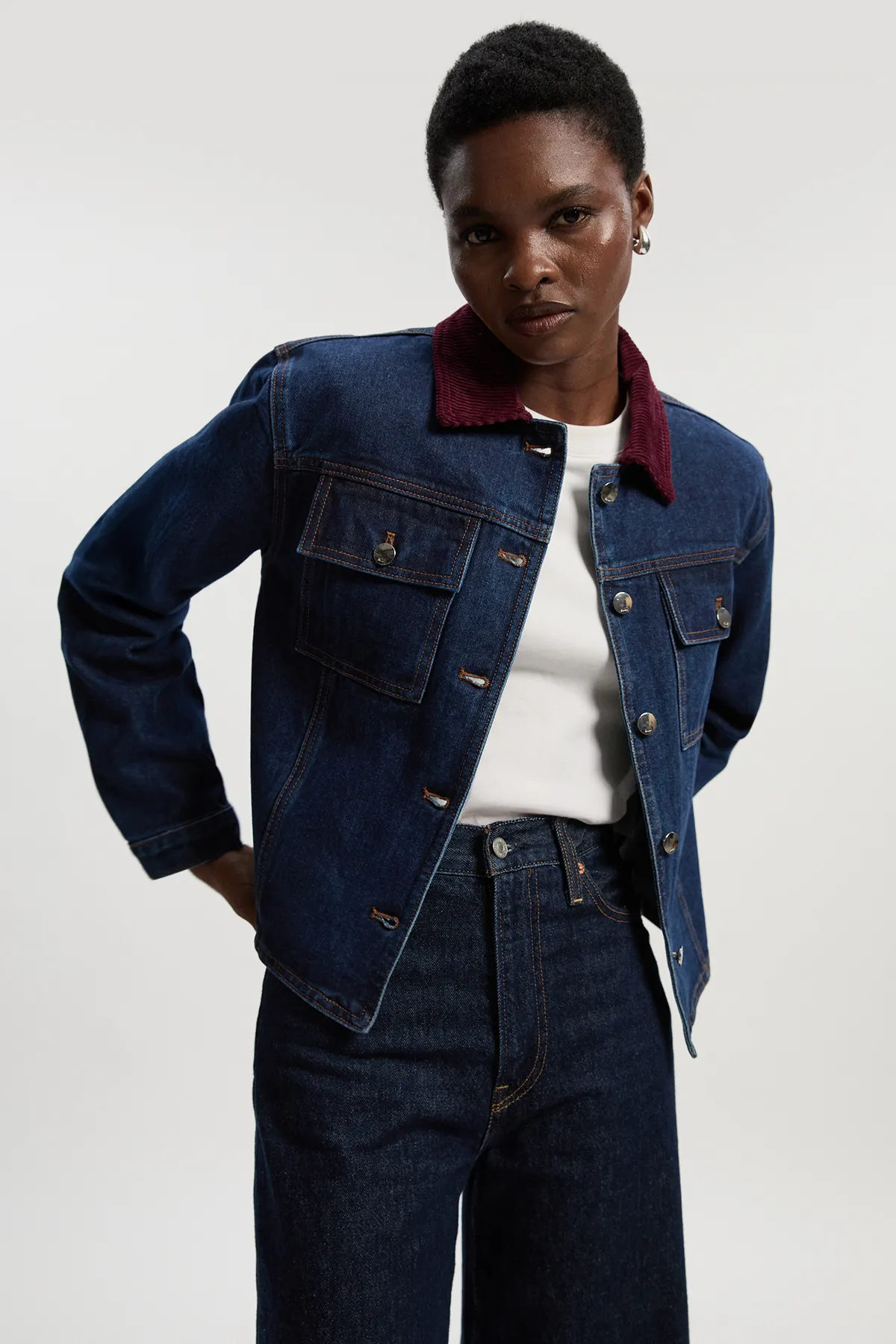 Denim and Cord Mix Jacket BKK26732