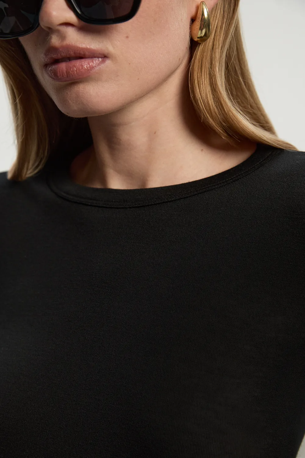 Wool Blend Crew Neck Long Sleeve Top BKK26734