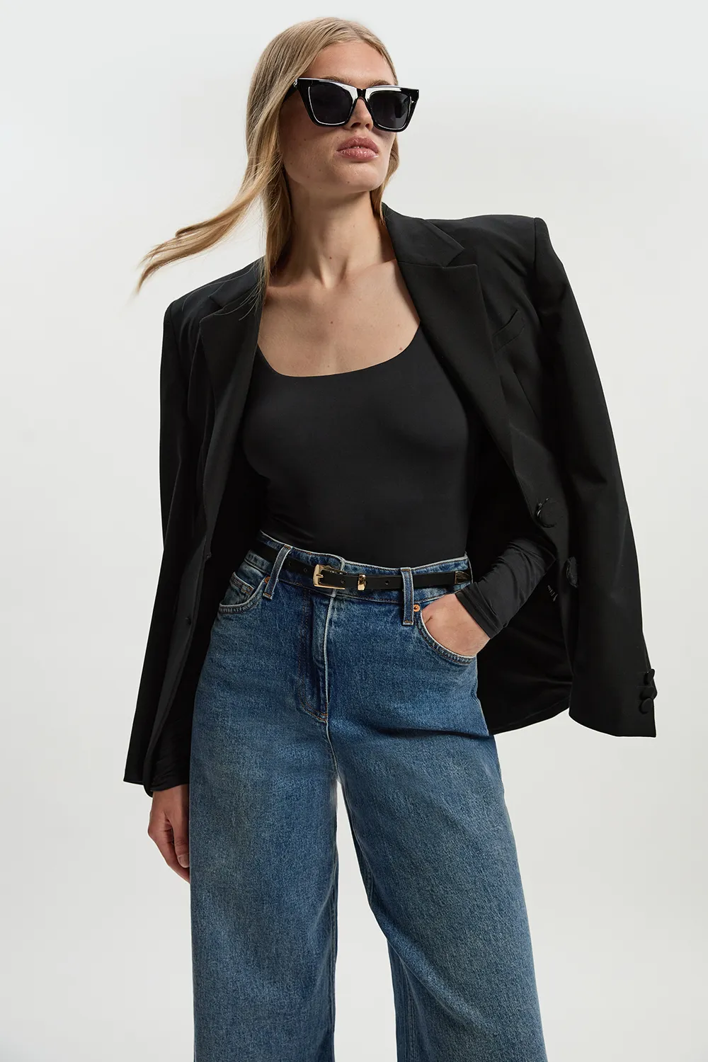 Scoop Neck Long Sleeve Contour Jersey Bodysuit BKK26737