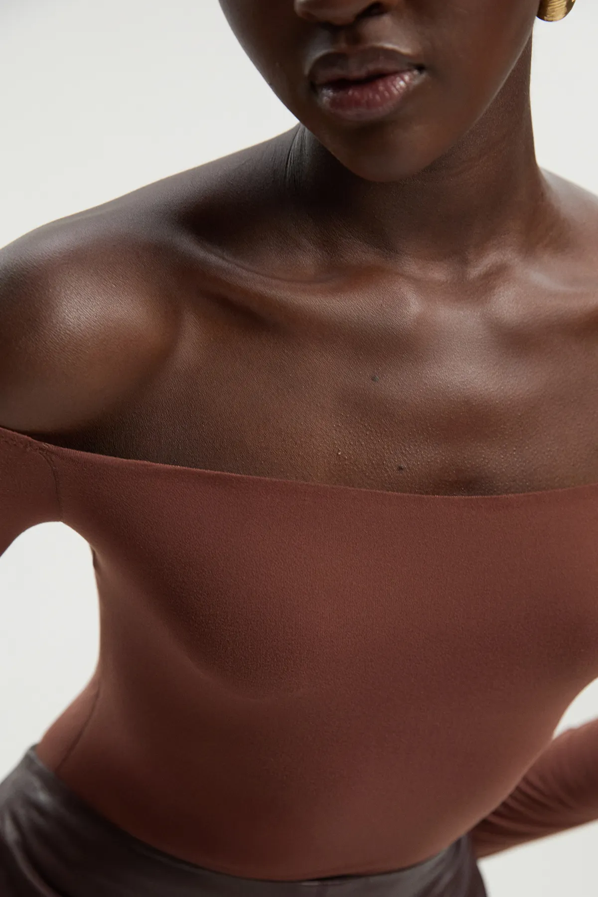 Cold Shoulder Long Sleeve Contour Jersey Bodysuit BKK26738