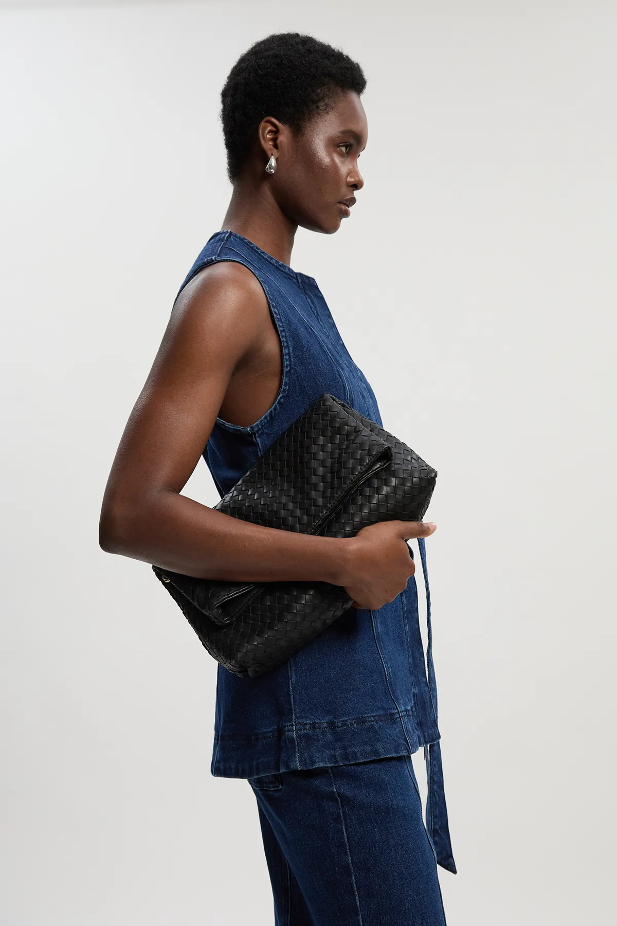 Denim Sleeveless Belted Jacket BKK26751 3 Denim Sleeveless Belted Jacket BKK26751