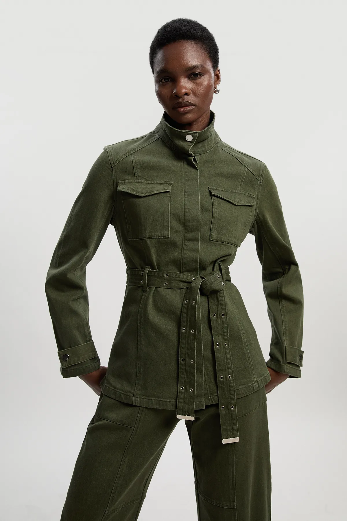 Denim Utility Belted Jacket BKK26755