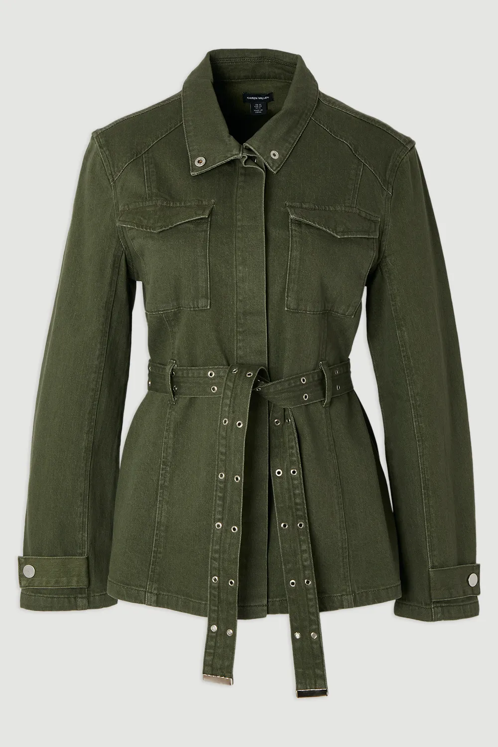 Denim Utility Belted Jacket BKK26755 4 Denim Utility Belted Jacket BKK26755