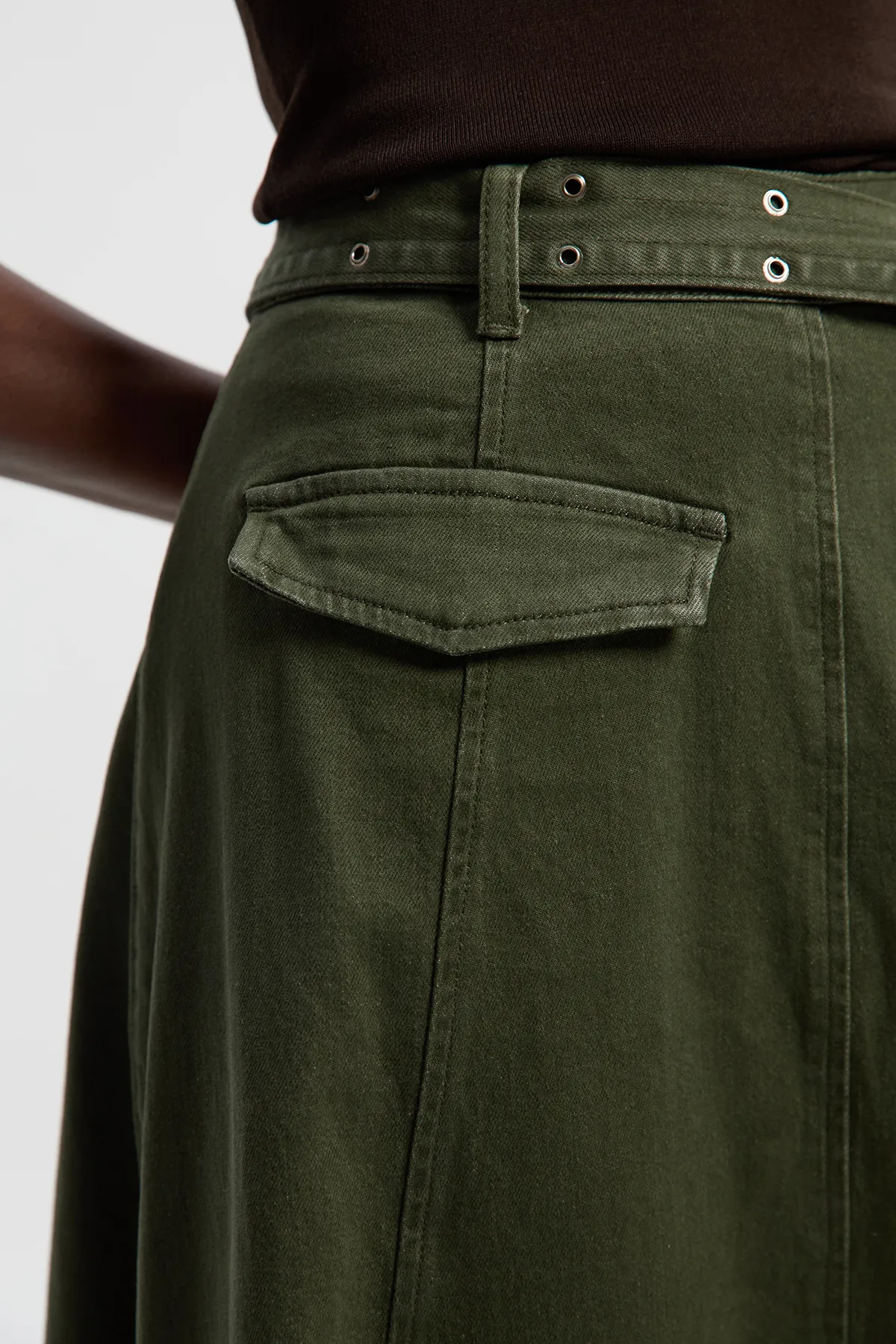 Denim Belted Full Skirt BKK26774