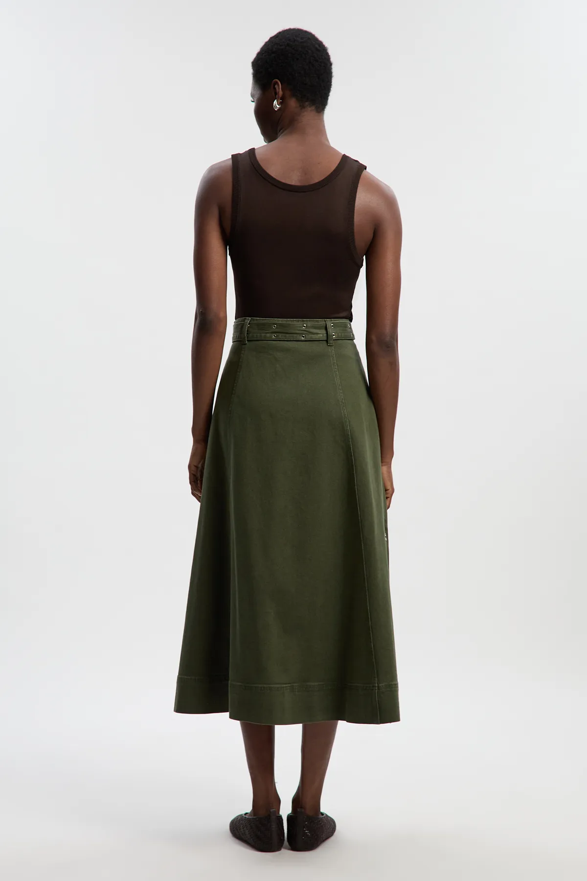 Denim Belted Full Skirt BKK26774