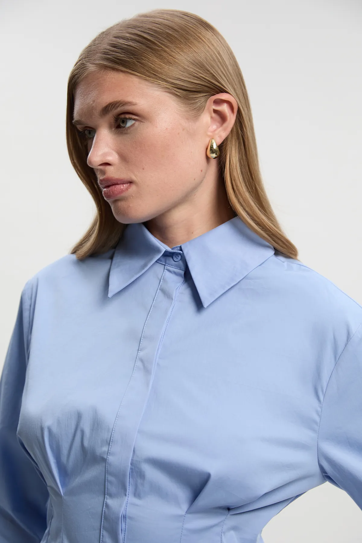 Crepe Pleating Detail Woven Shirt BKK26790