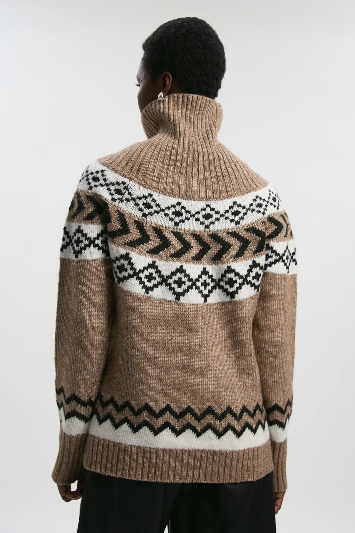 Fairisle Pattern Crew Neck Knit Sweater BKK26802