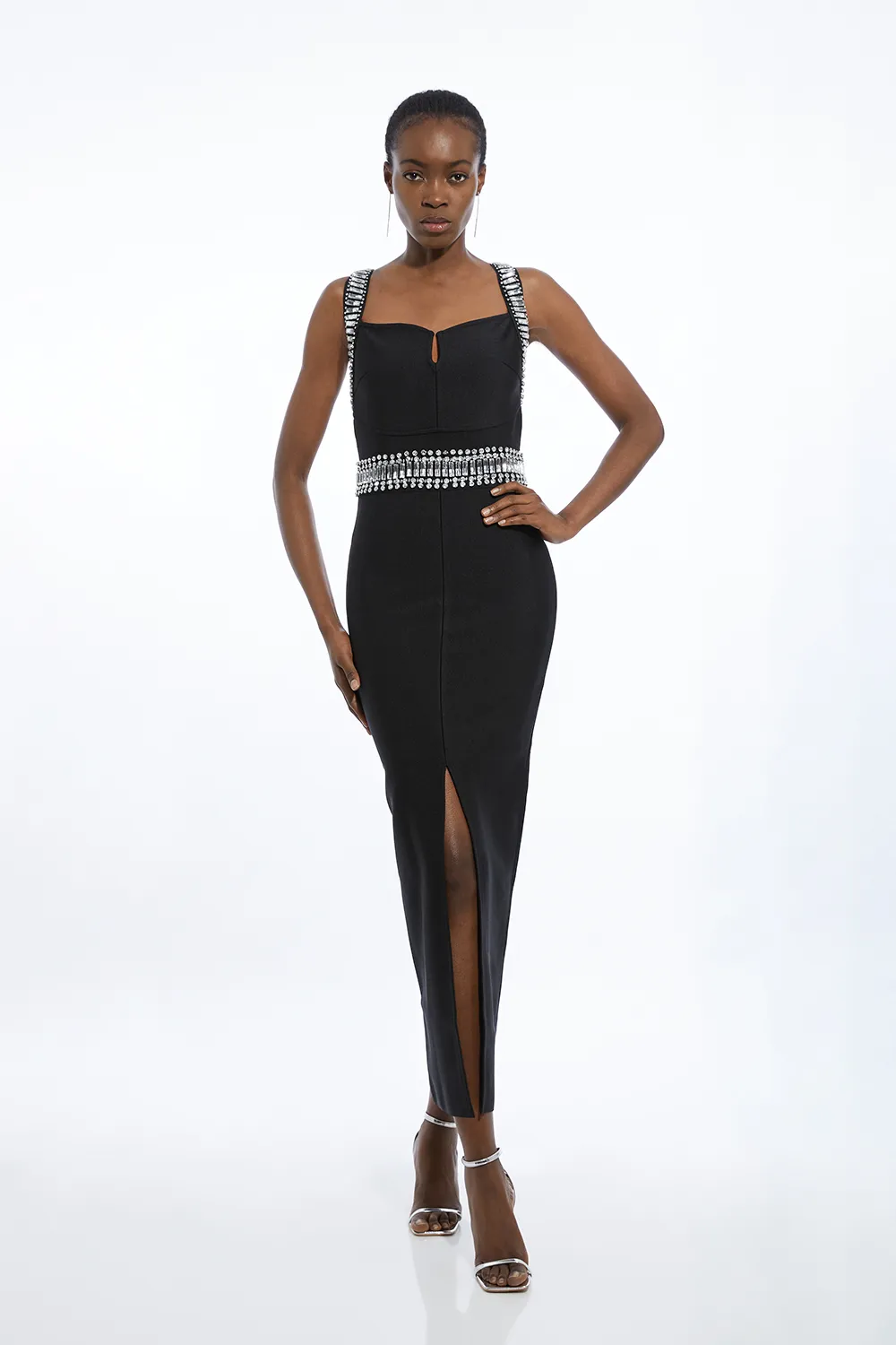 Bandage Figure Form Knit Embellished Maxi Dress BKK26858