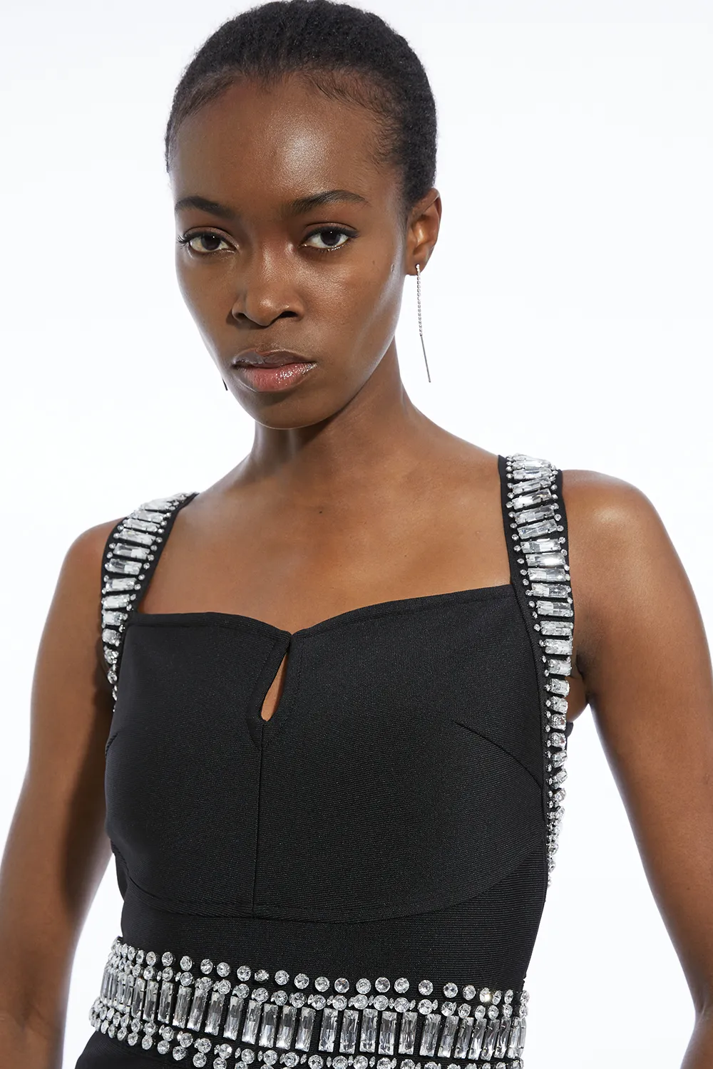 Bandage Figure Form Knit Embellished Maxi Dress BKK26858