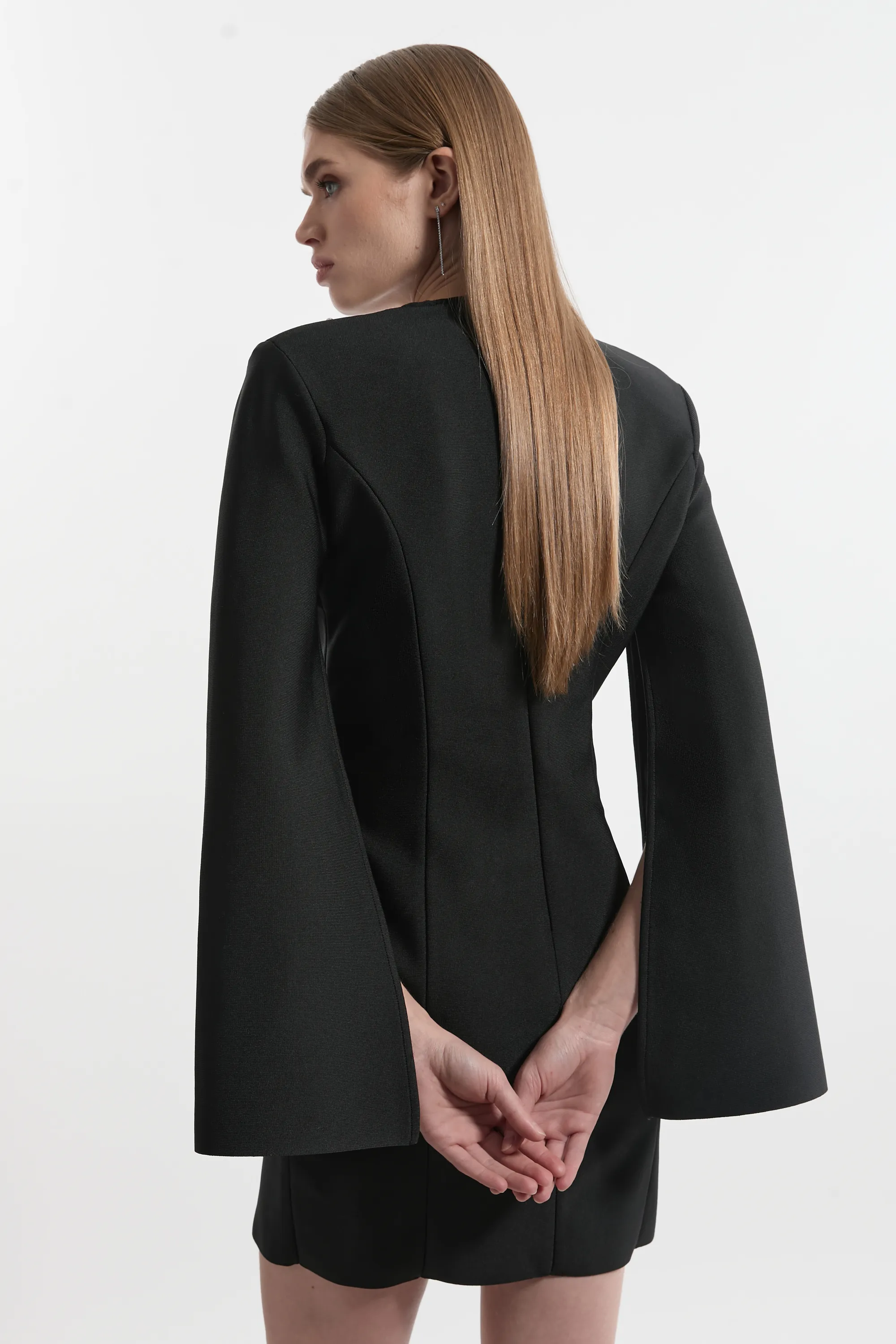 Bandage Form Fitting Cape Sleeve Embellished Mini Dress BKK26861 5 Bandage Form Fitting Cape Sleeve Embellished Mini Dress BKK26861