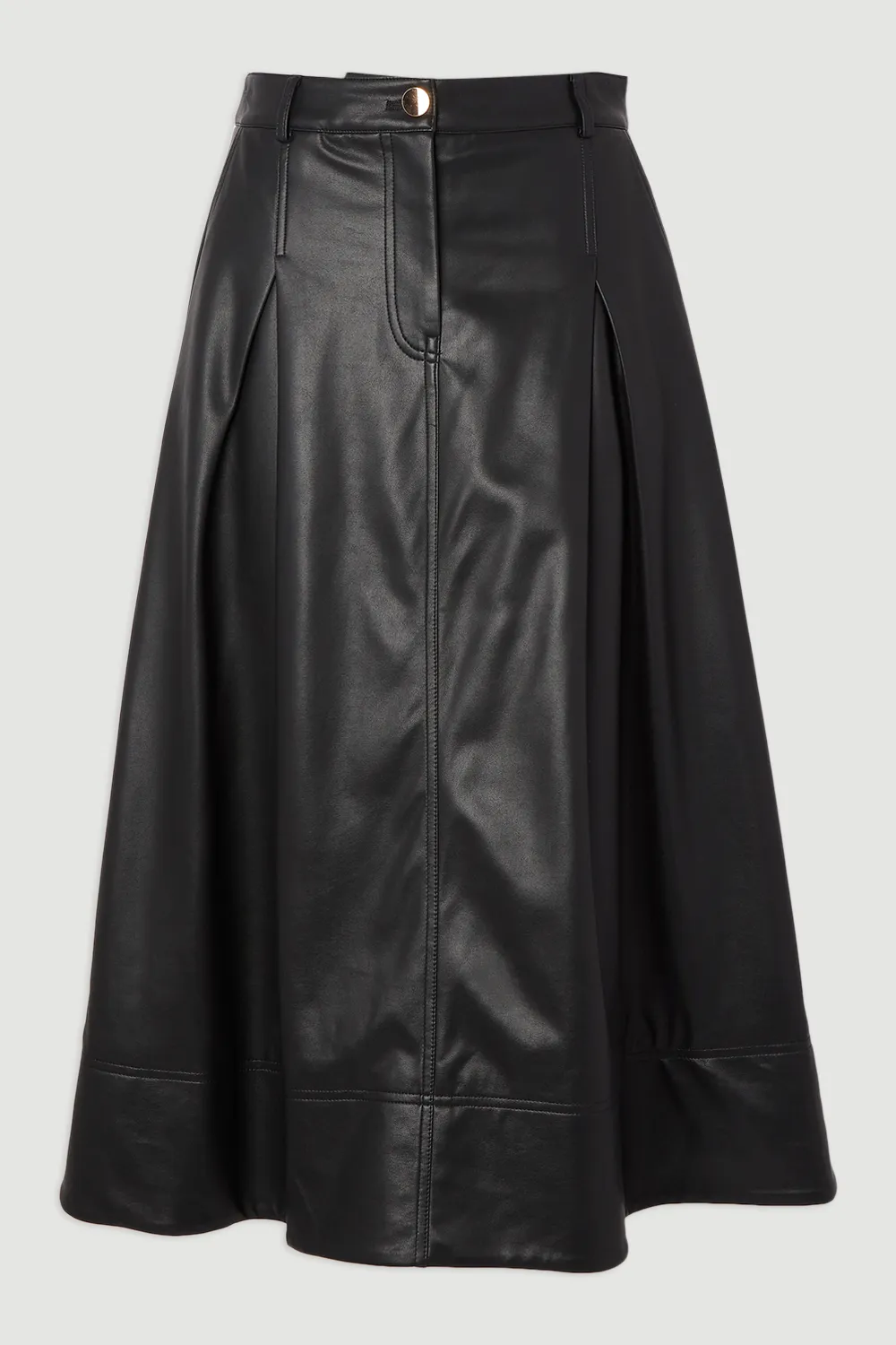 Faux Leather Tailored Full Midi Skirt BKK26870 4 Faux Leather Tailored Full Midi Skirt BKK26870
