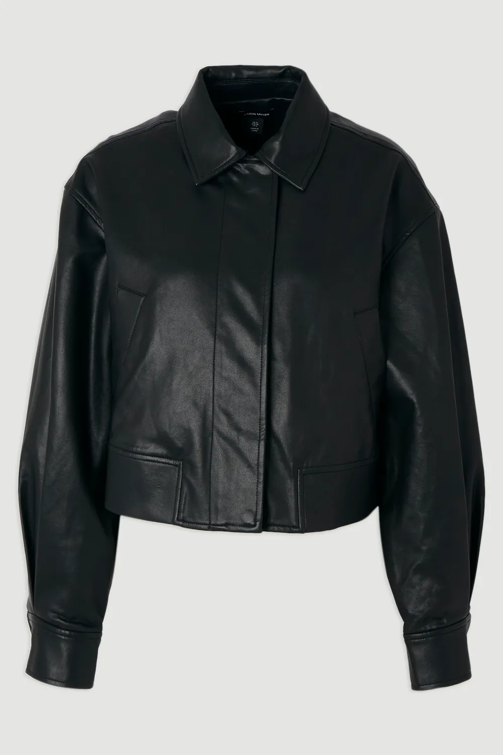 Faux Leather Tailored Bomber Jacket BKK26871 4 Faux Leather Tailored Bomber Jacket BKK26871