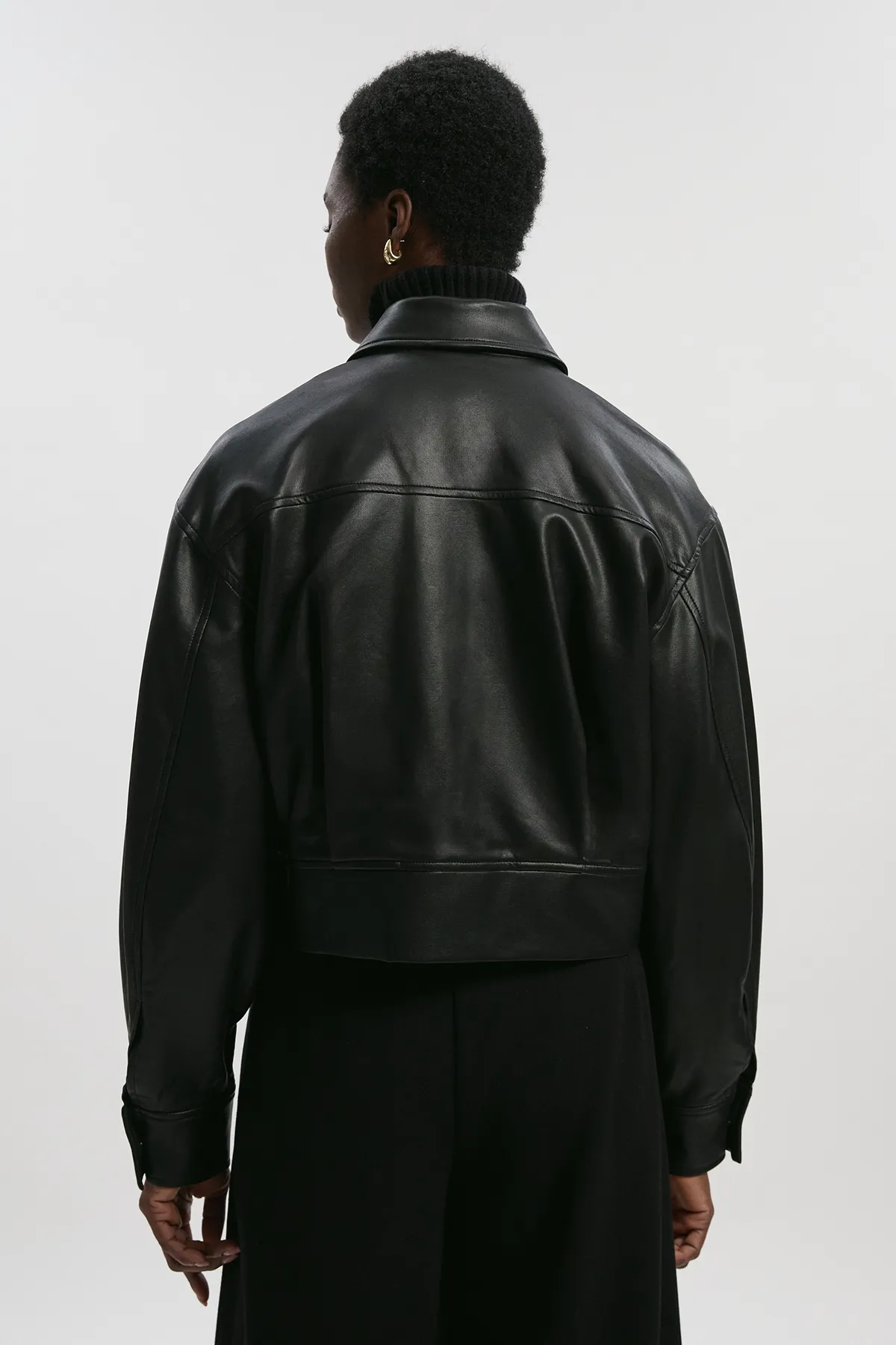 Faux Leather Tailored Bomber Jacket BKK26871 5 Faux Leather Tailored Bomber Jacket BKK26871