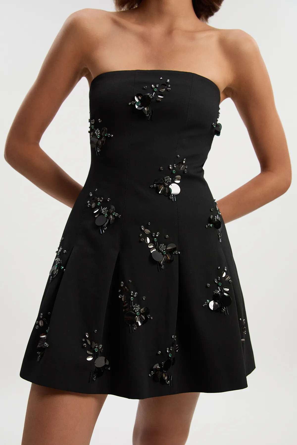 Cluster Sequin & Crystal Embellished Bandeau Tailored Mini Dress BKK26913 3 Cluster Sequin & Crystal Embellished Bandeau Tailored Mini Dress BKK26913