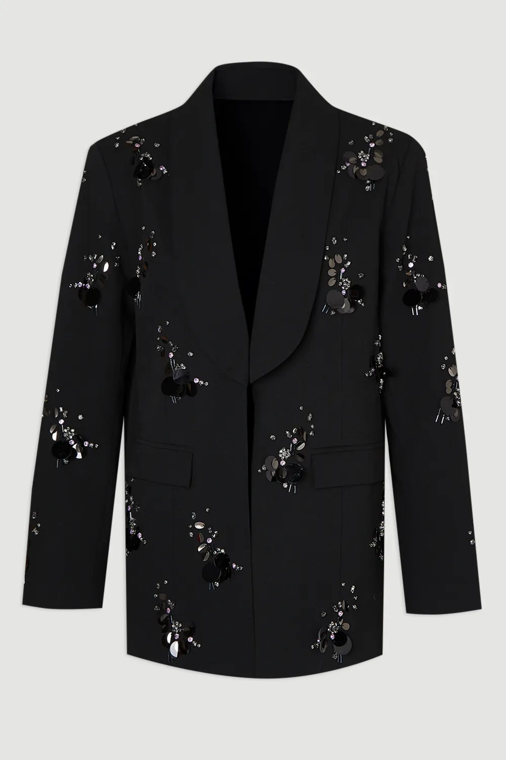 Cluster Sequin & Crystal Embellished Tailored Single Breast Blazer BKK26915 4 Cluster Sequin & Crystal Embellished Tailored Single Breast Blazer BKK26915
