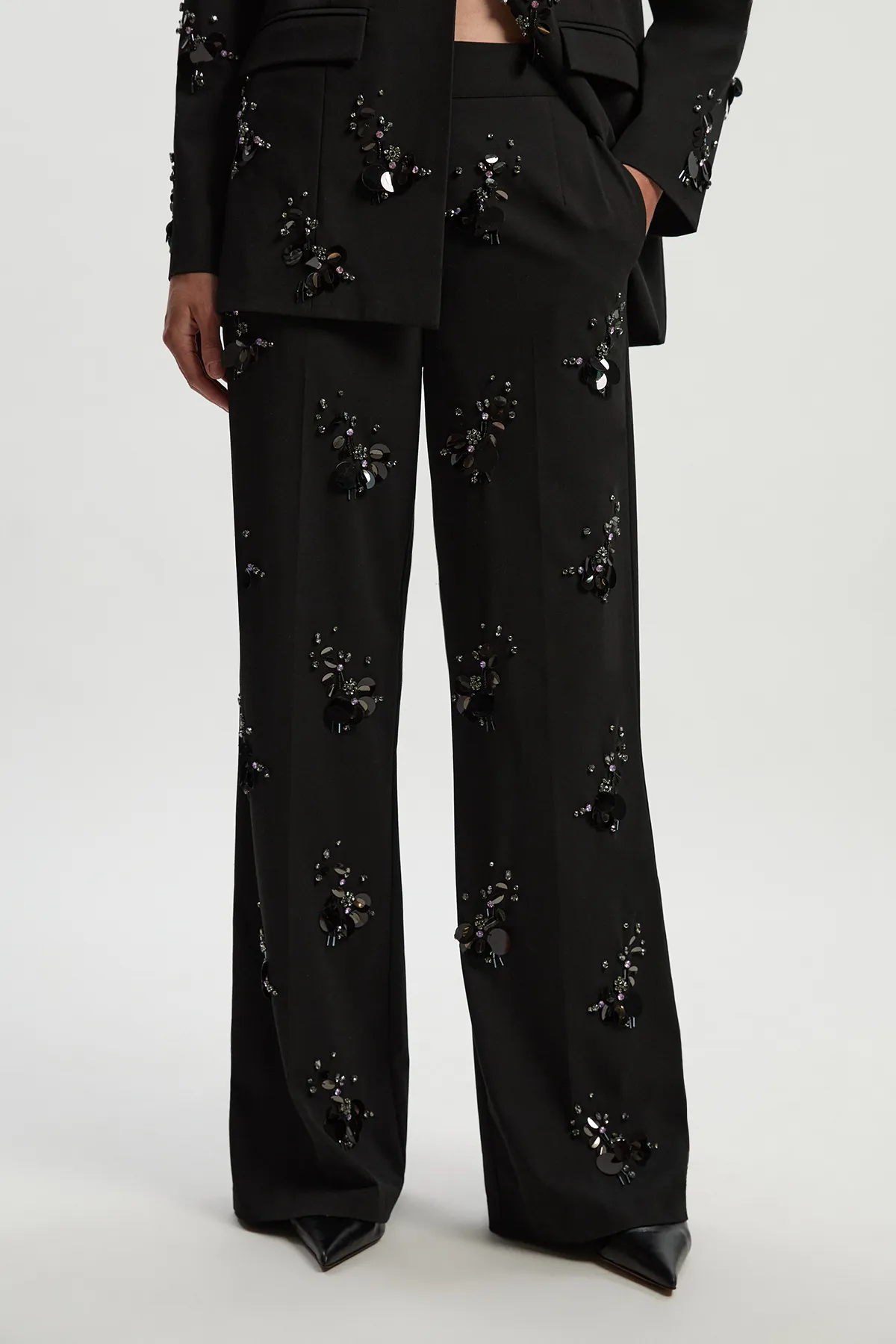 Cluster Sequin & Crystal Embellished Tailored Wide Leg Pants BKK26917 3 Cluster Sequin & Crystal Embellished Tailored Wide Leg Pants BKK26917