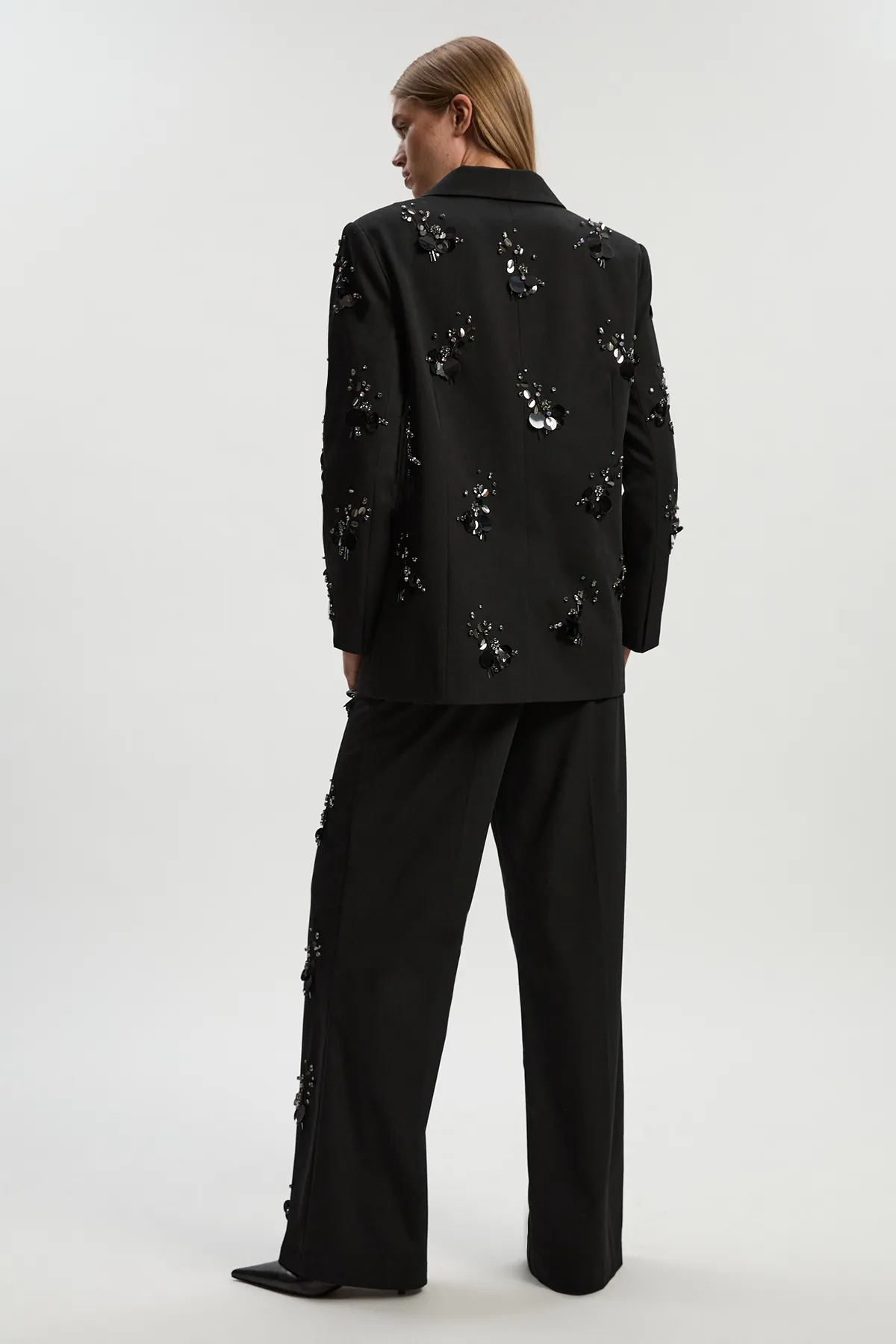 Cluster Sequin & Crystal Embellished Tailored Wide Leg Pants BKK26917 6 Cluster Sequin & Crystal Embellished Tailored Wide Leg Pants BKK26917