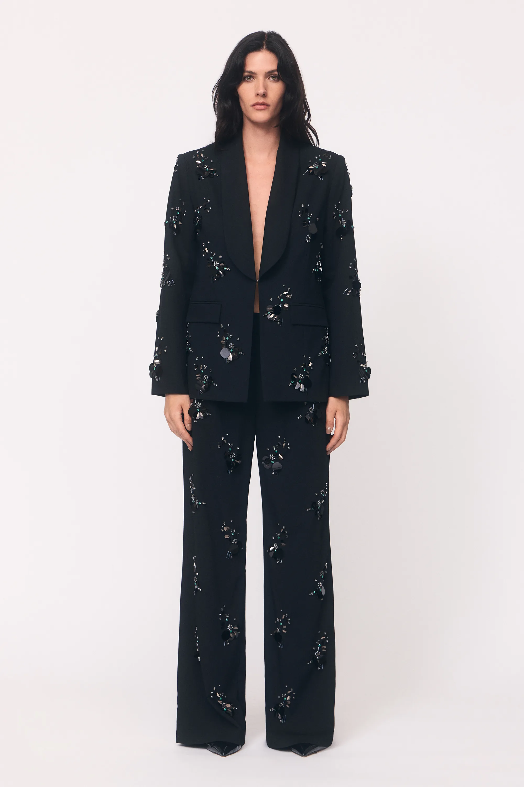 Cluster Sequin & Crystal Embellished Tailored Wide Leg Pants BKK26917 7 Cluster Sequin & Crystal Embellished Tailored Wide Leg Pants BKK26917