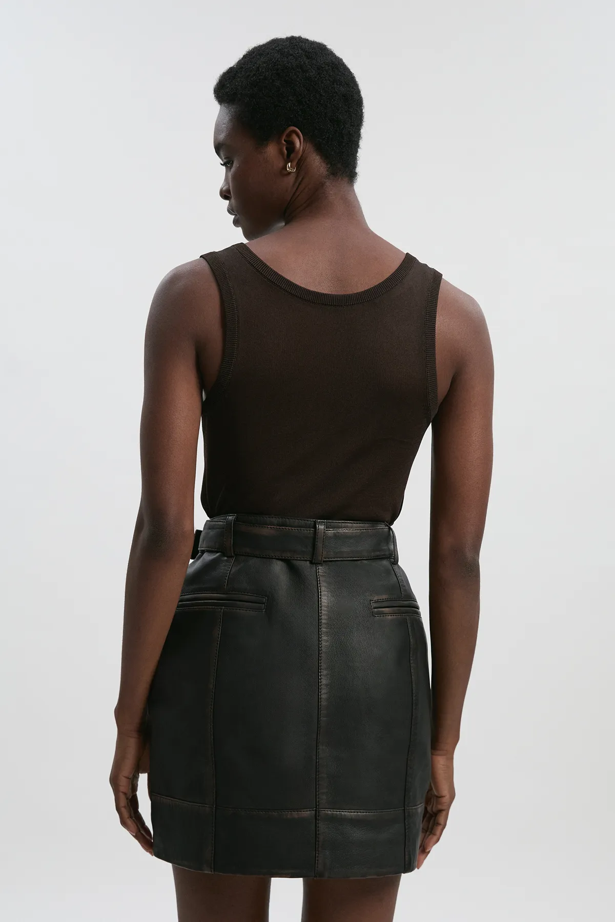 Leather Washed Belted Mini Skirt BKK26931 5 Leather Washed Belted Mini Skirt BKK26931