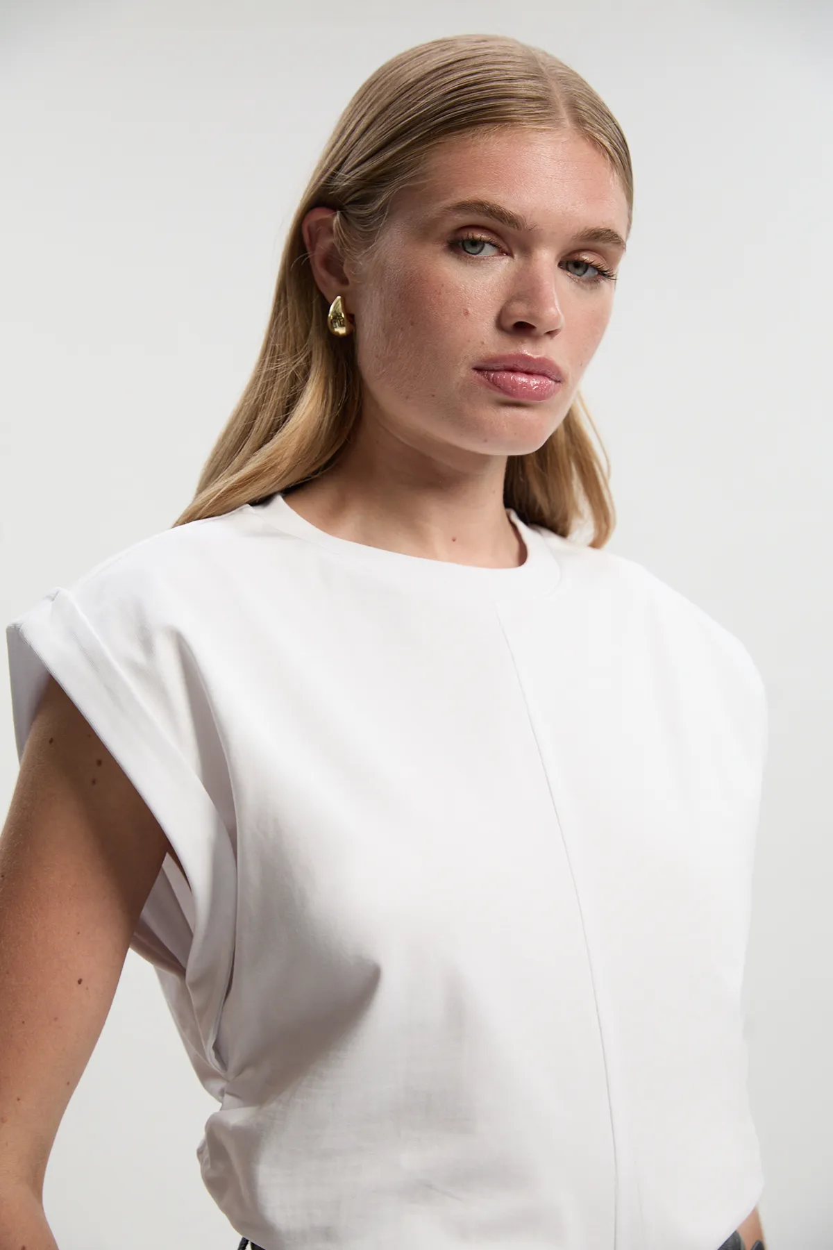 Cotton Ruched Waist Detail Tshirt BKK27020 3 Cotton Ruched Waist Detail Tshirt BKK27020