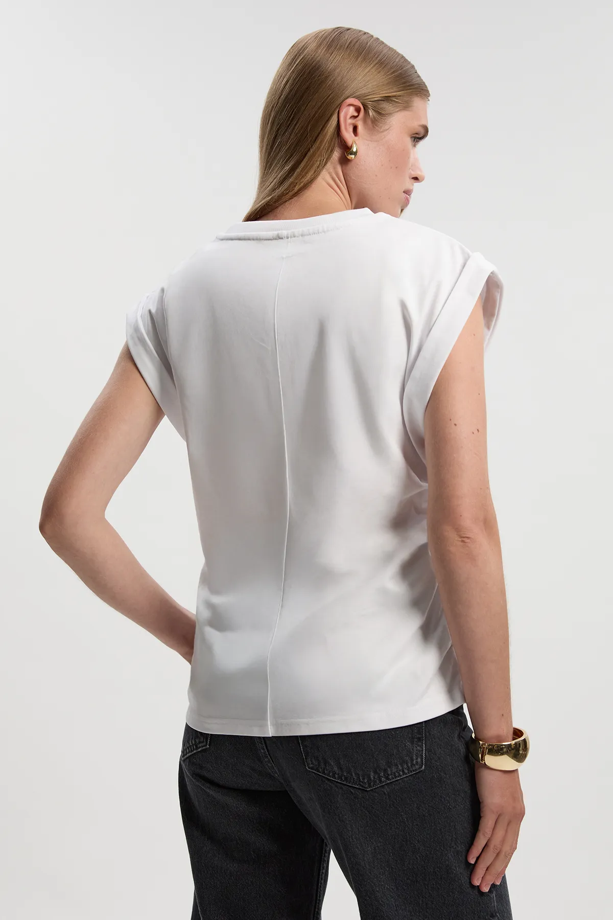 Cotton Ruched Waist Detail Tshirt BKK27020 4 Cotton Ruched Waist Detail Tshirt BKK27020