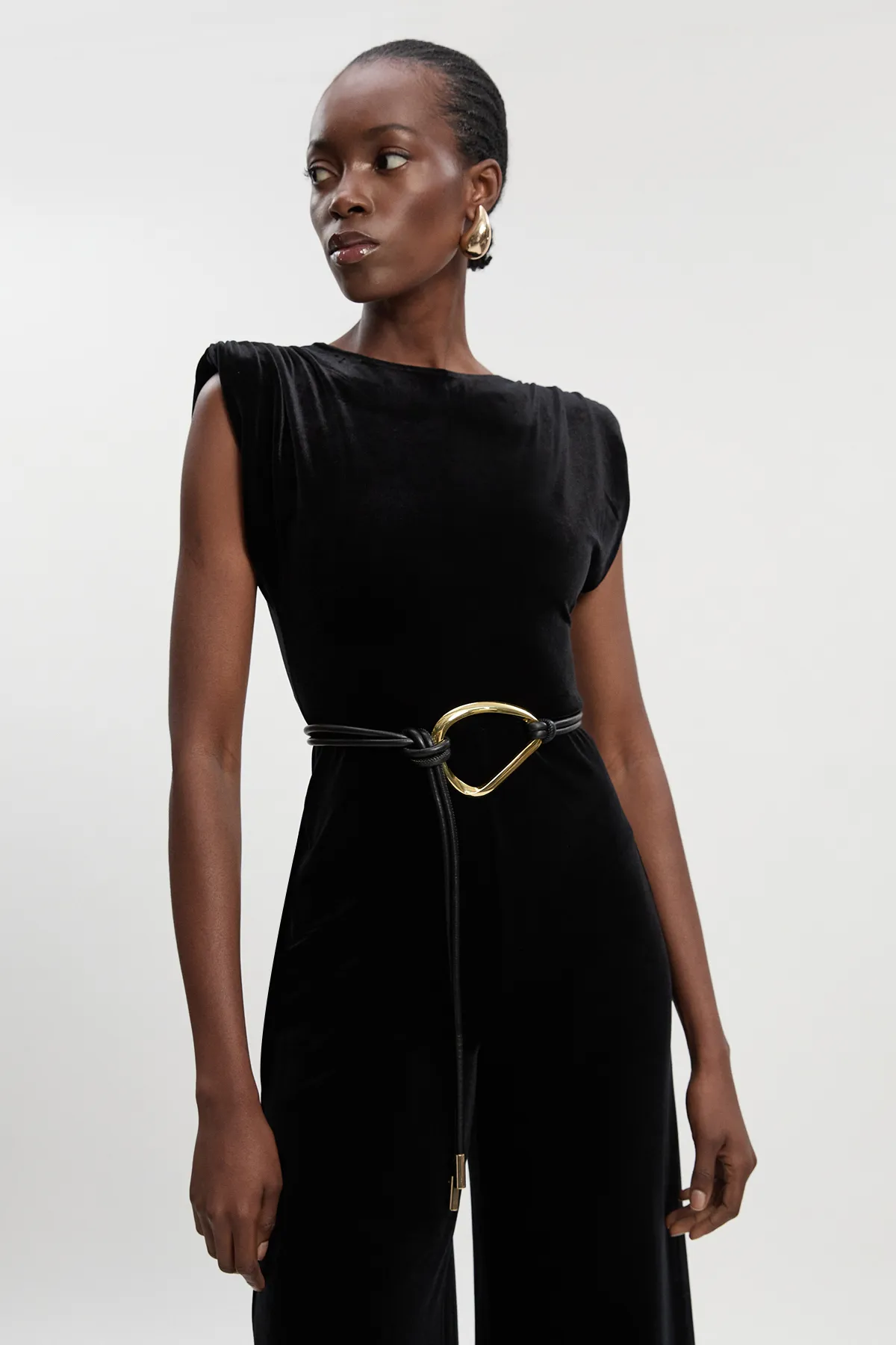 Stretch Velvet Strong Shoulder Jumpsuit BKK27032 3 Stretch Velvet Strong Shoulder Jumpsuit BKK27032