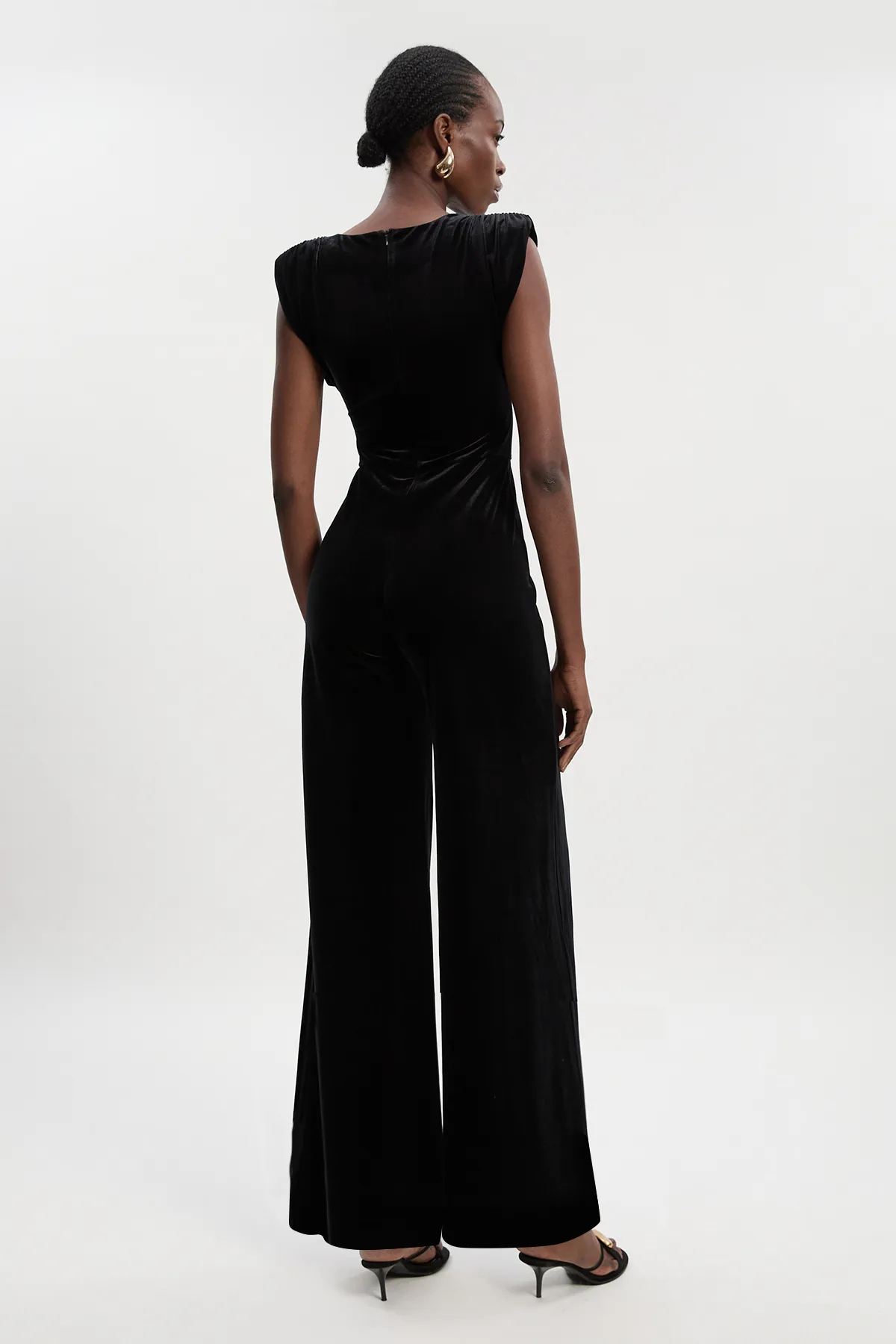 Stretch Velvet Strong Shoulder Jumpsuit BKK27032 5 Stretch Velvet Strong Shoulder Jumpsuit BKK27032