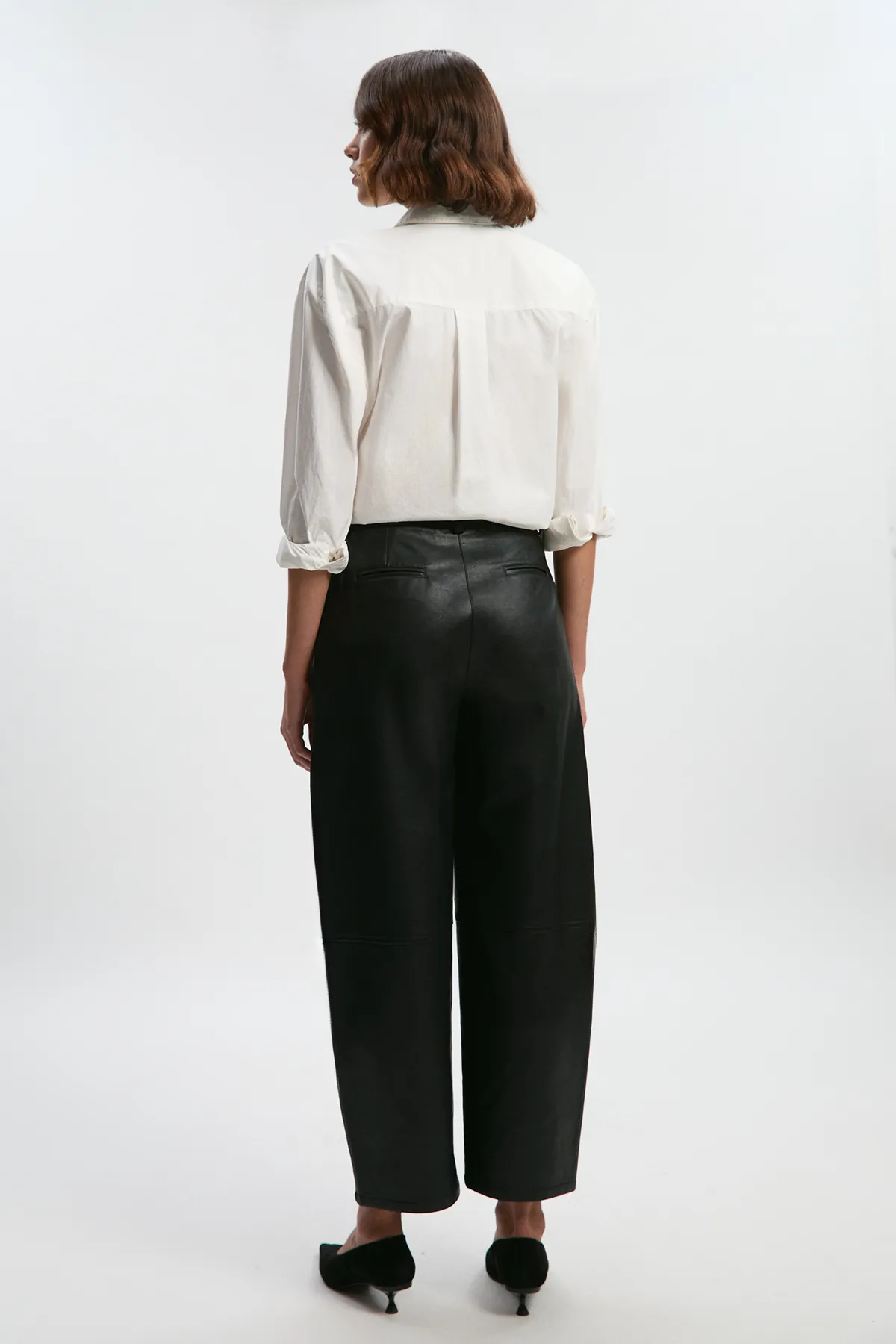 Faux Leather Barrel Leg Trouser BKK27045 5 Faux Leather Barrel Leg Trouser BKK27045