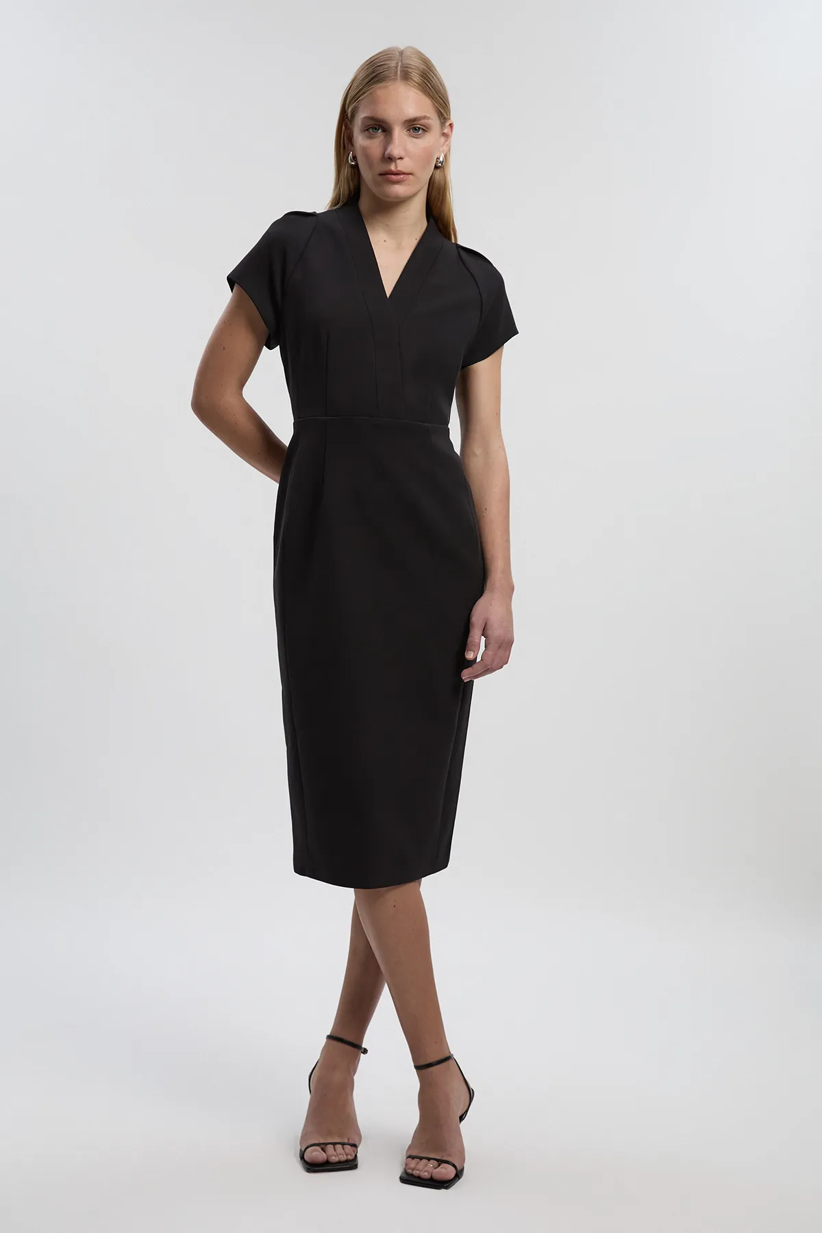 Structured Crepe Forever Pencil Midi Dress BKK27132