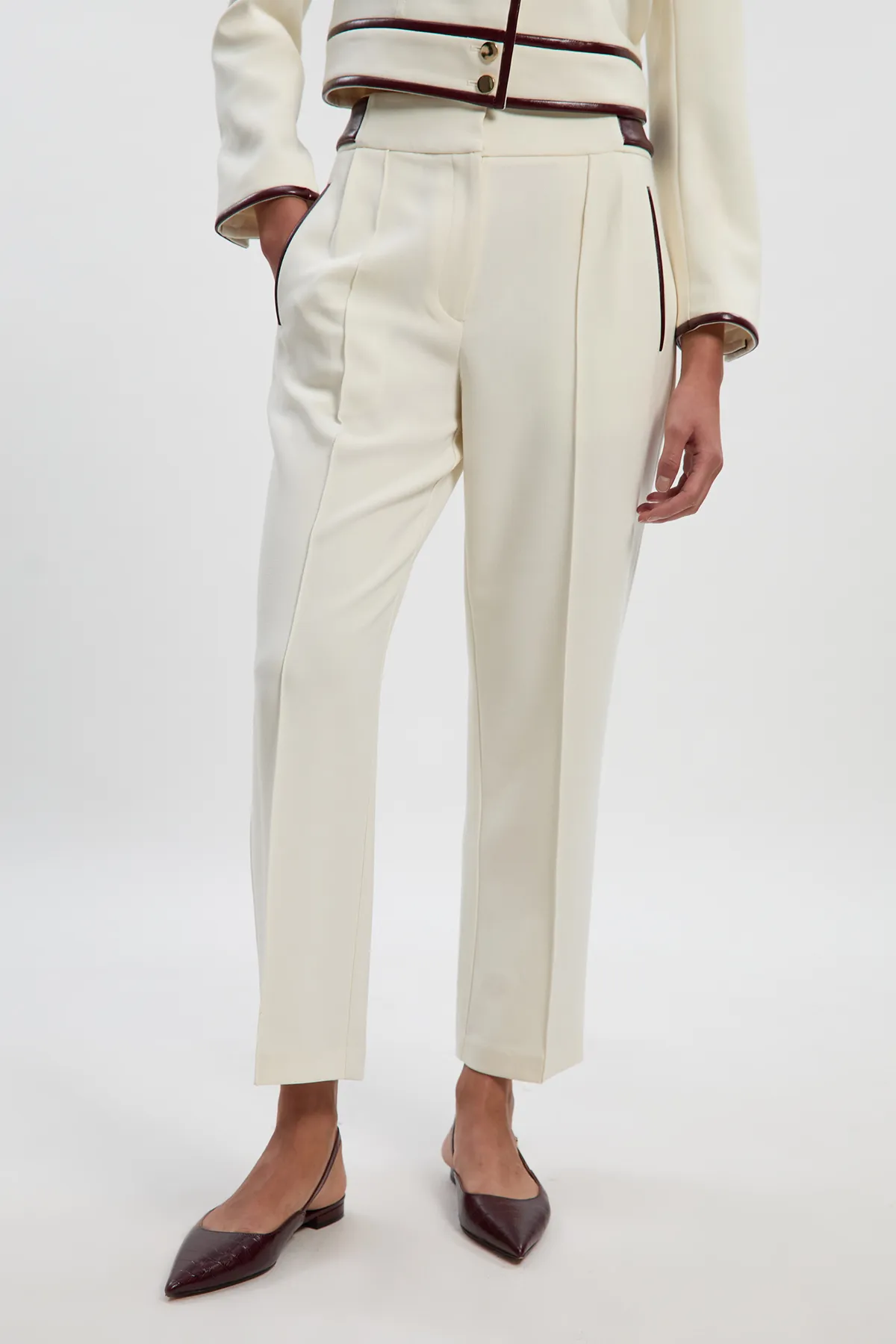 Compact Stretch Pu Mix Tailored Slim Leg Trouser BKK27143