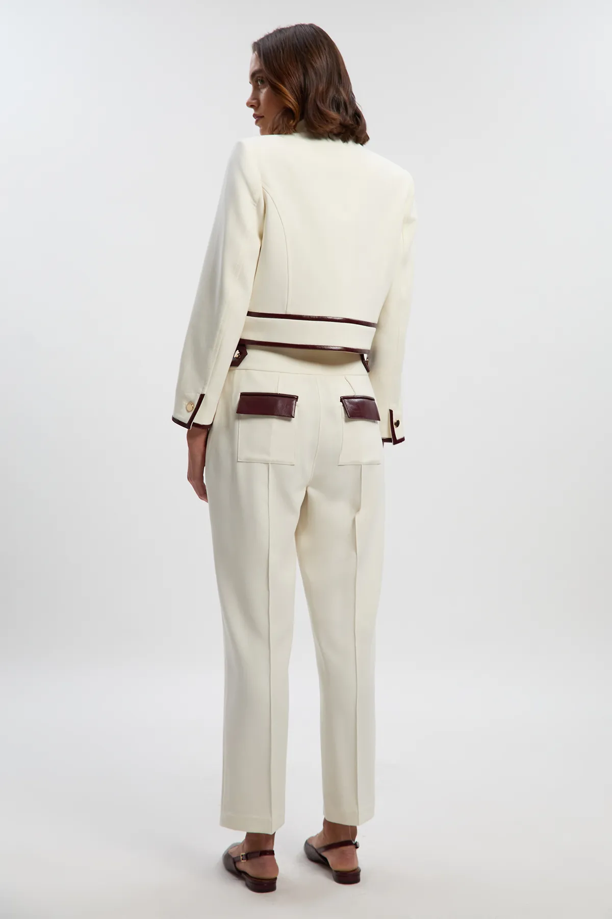 Compact Stretch Pu Mix Tailored Slim Leg Trouser BKK27143 4 Compact Stretch Pu Mix Tailored Slim Leg Trouser BKK27143