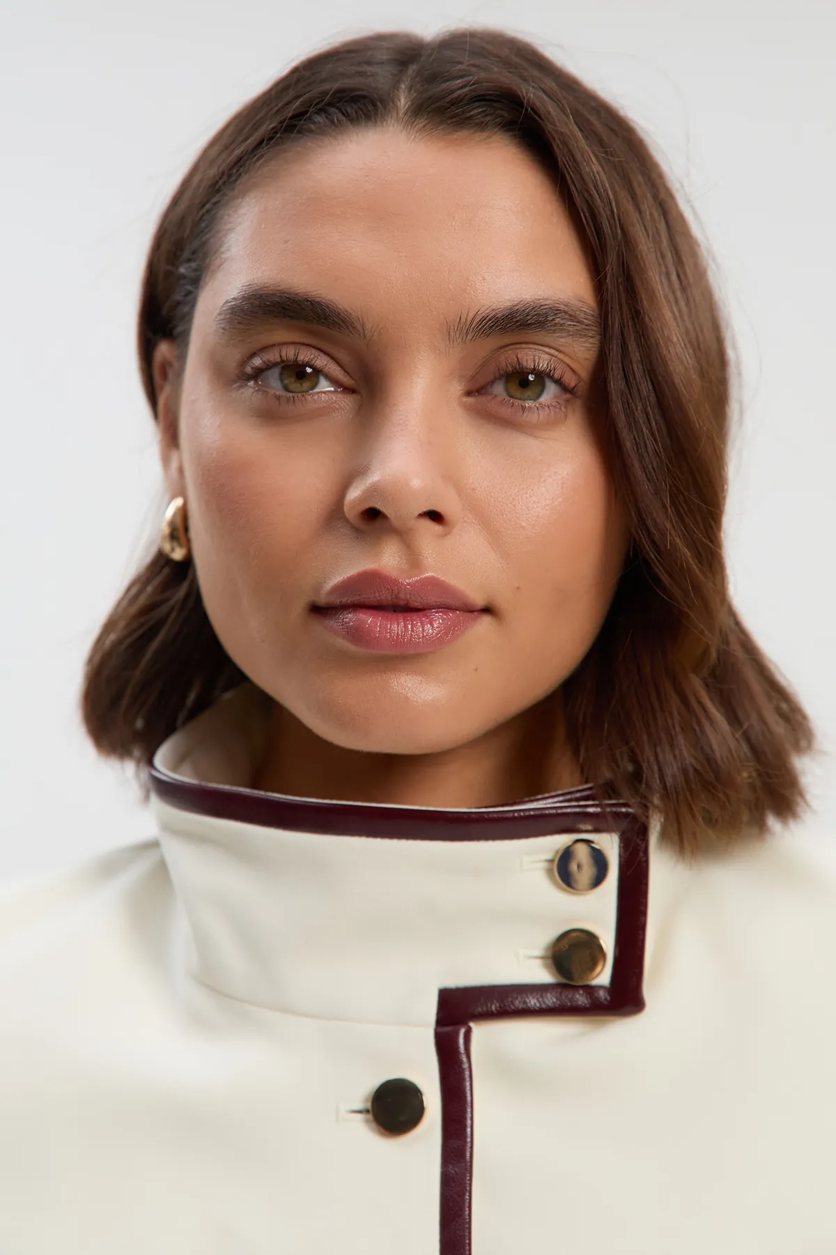 Compact Stretch Pu Mix Tailored Belted Jacket BKK27144 3 Compact Stretch Pu Mix Tailored Belted Jacket BKK27144