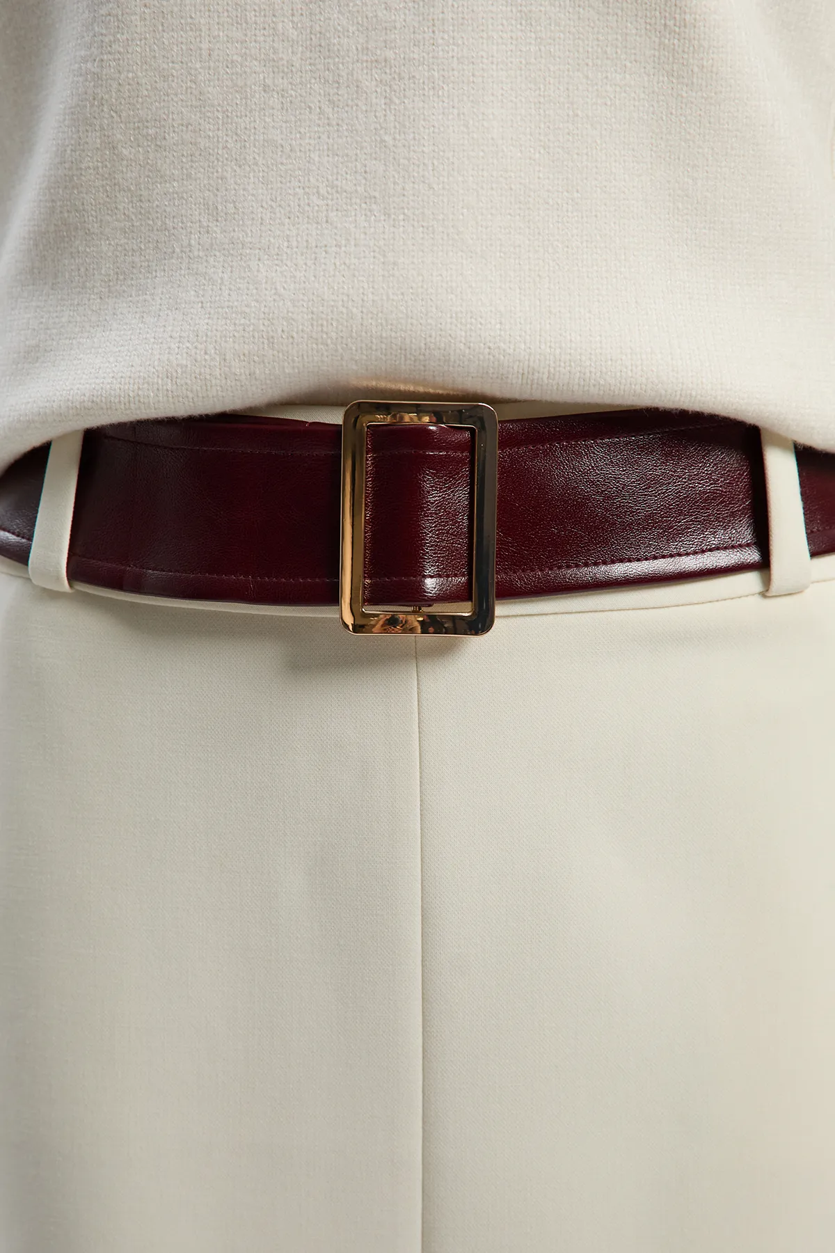 Compact Stretch Pu Mix Belted Tailored Pencil Skirt 4 Compact Stretch Pu Mix Belted Tailored Pencil Skirt