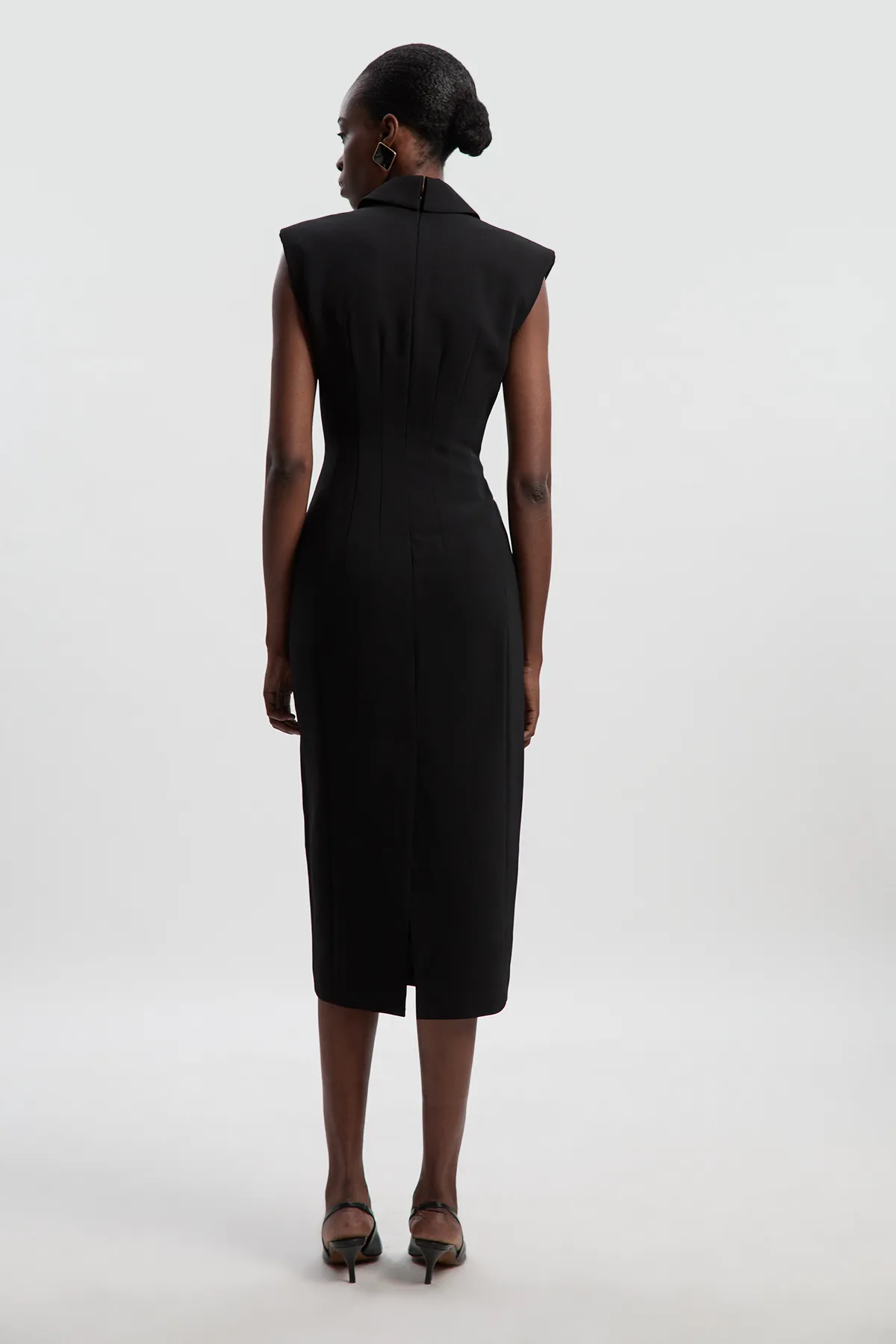 Polished Tailored Cowl Neck Sleeveless Midi Dress BKK27152 4 Polished Tailored Cowl Neck Sleeveless Midi Dress BKK27152