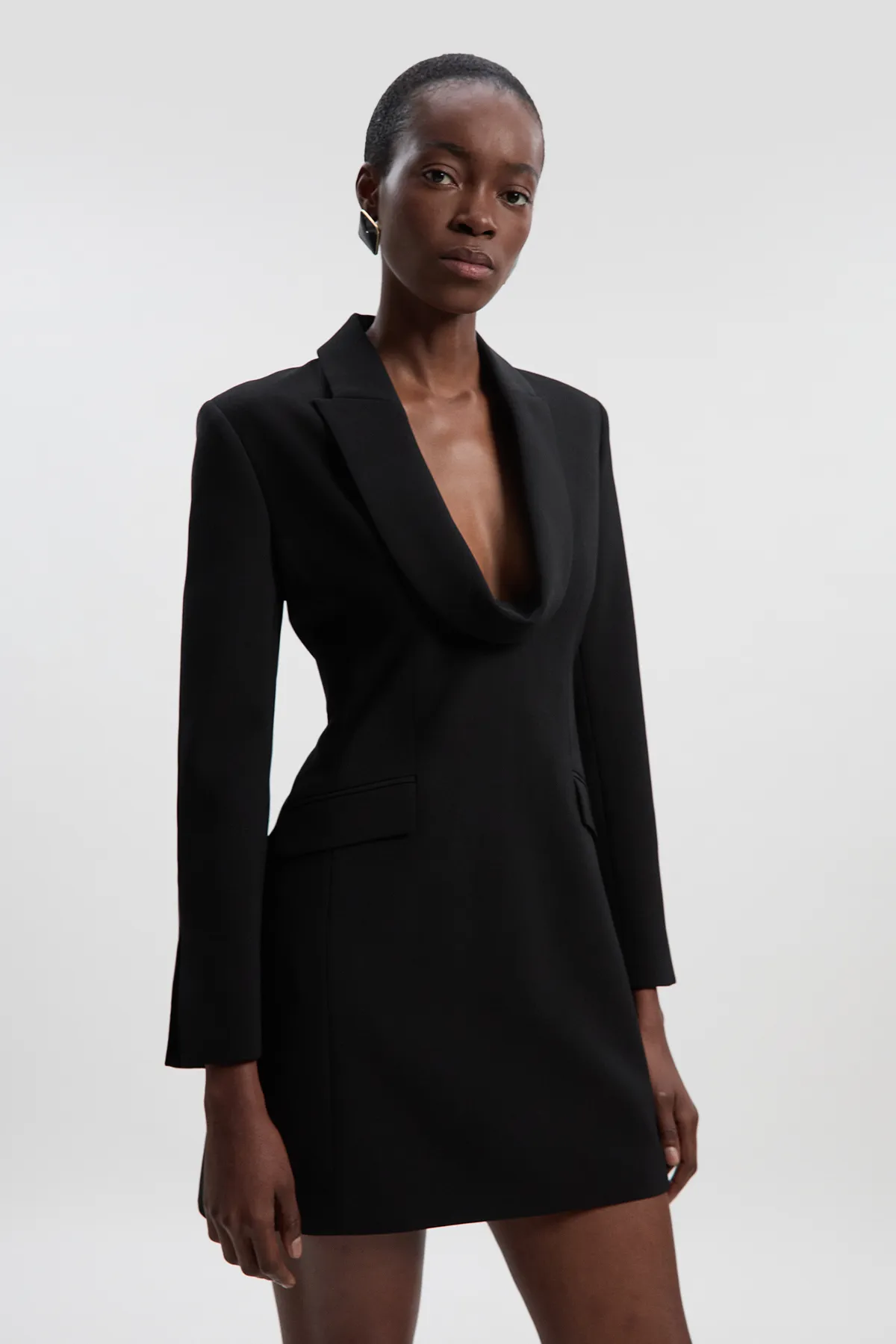 Polished Tailored Cowl Neck Blazer Mini Dress BKK27153