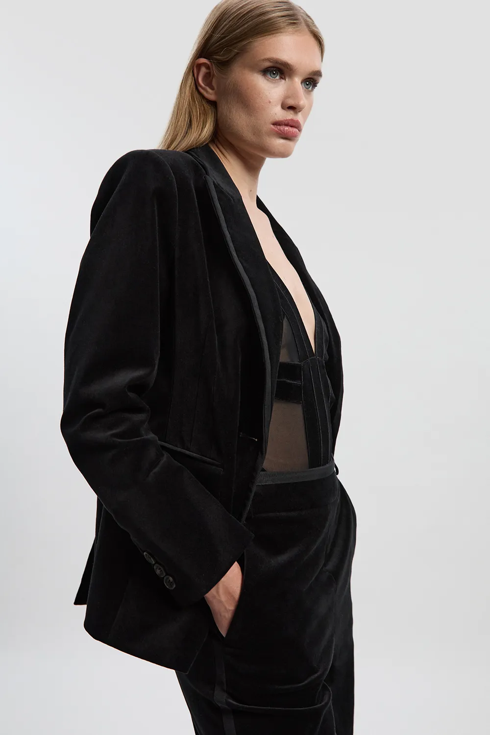 Velvet Groisgrain Tailored Blazer BKK27154 3 Velvet Groisgrain Tailored Blazer BKK27154