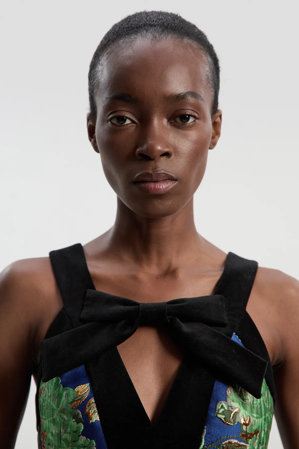 Velvet And Jacquard Contrast Strappy Tailored Midi Dress BKK27182 3 Velvet And Jacquard Contrast Strappy Tailored Midi Dress BKK27182